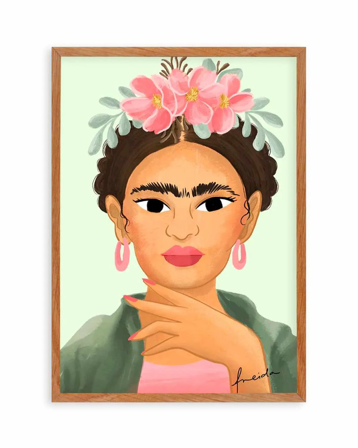 Frida Kahlo on Sage Art Print from Olive et Oriel where you can shop wallpaper and artworks online
