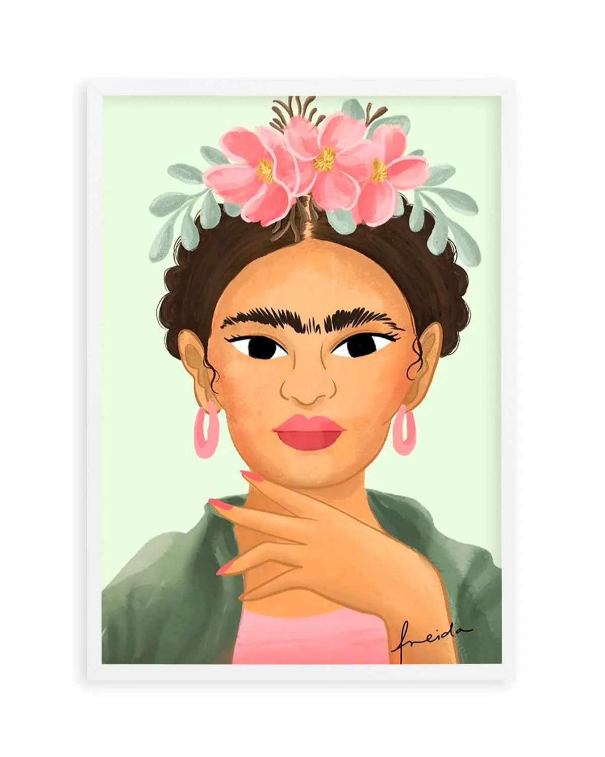 Frida Kahlo on Sage Art Print from Olive et Oriel where you can shop wallpaper and artworks online