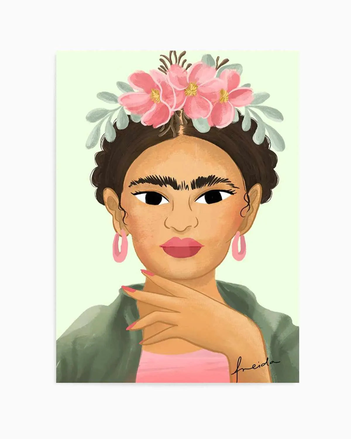 Frida Kahlo on Sage Art Print from Olive et Oriel where you can shop wallpaper and artworks online