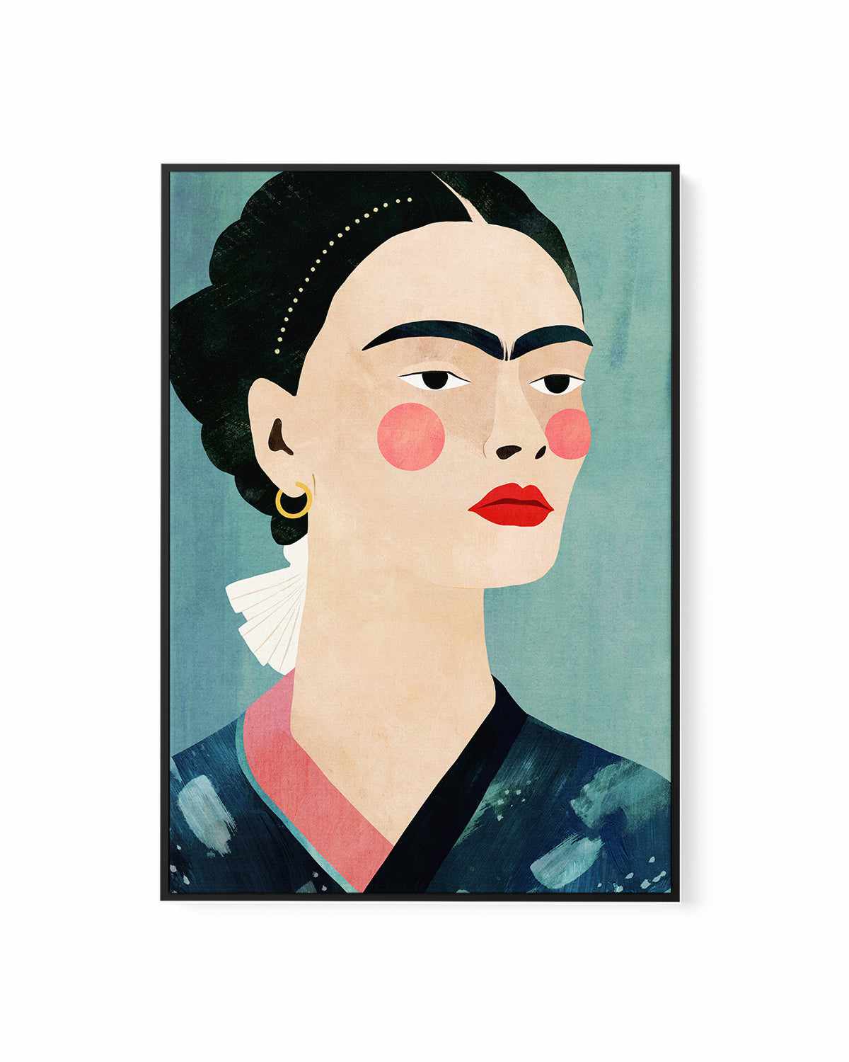 Frida on Blue by Henry Rivers | Framed Canvas Art Print