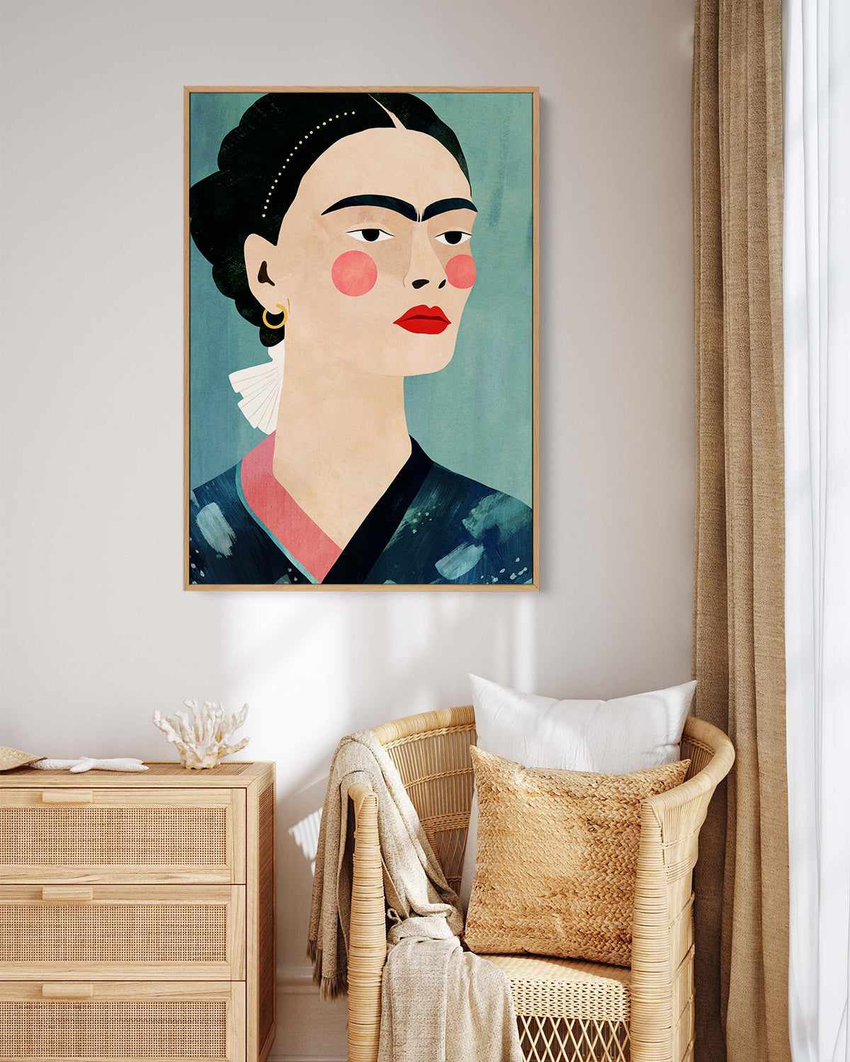 Frida on Blue by Henry Rivers | Framed Canvas Art Print