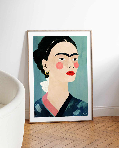 Frida on Blue by Henry Rivers Art Print