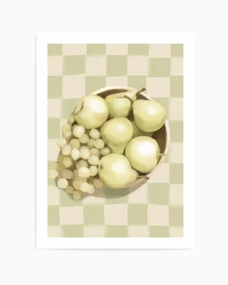 Fruit Bowl on Check | Art Print from Olive et Oriel where you can shop wallpaper and artworks online