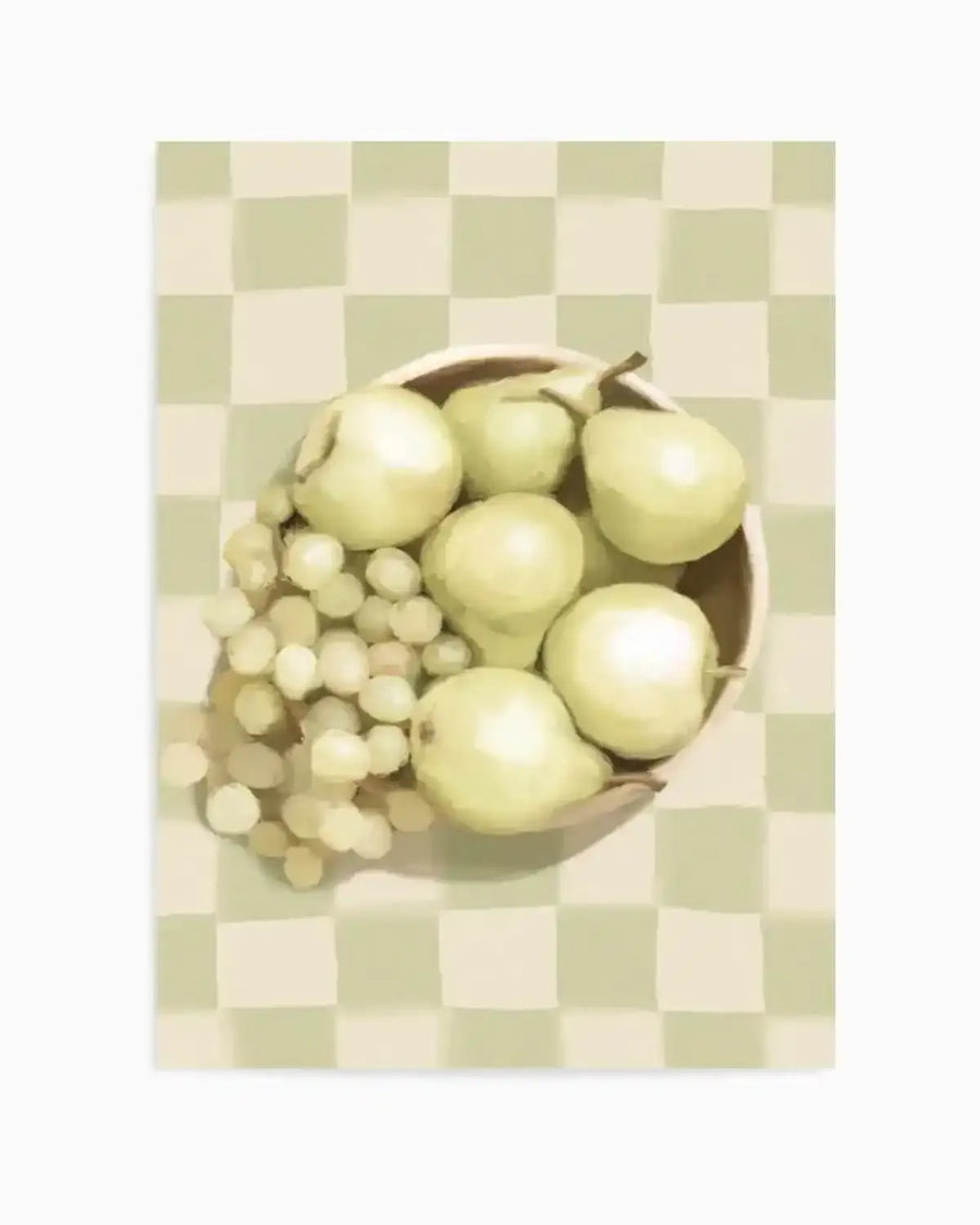 Fruit Bowl on Check | Art Print from Olive et Oriel where you can shop wallpaper and artworks online