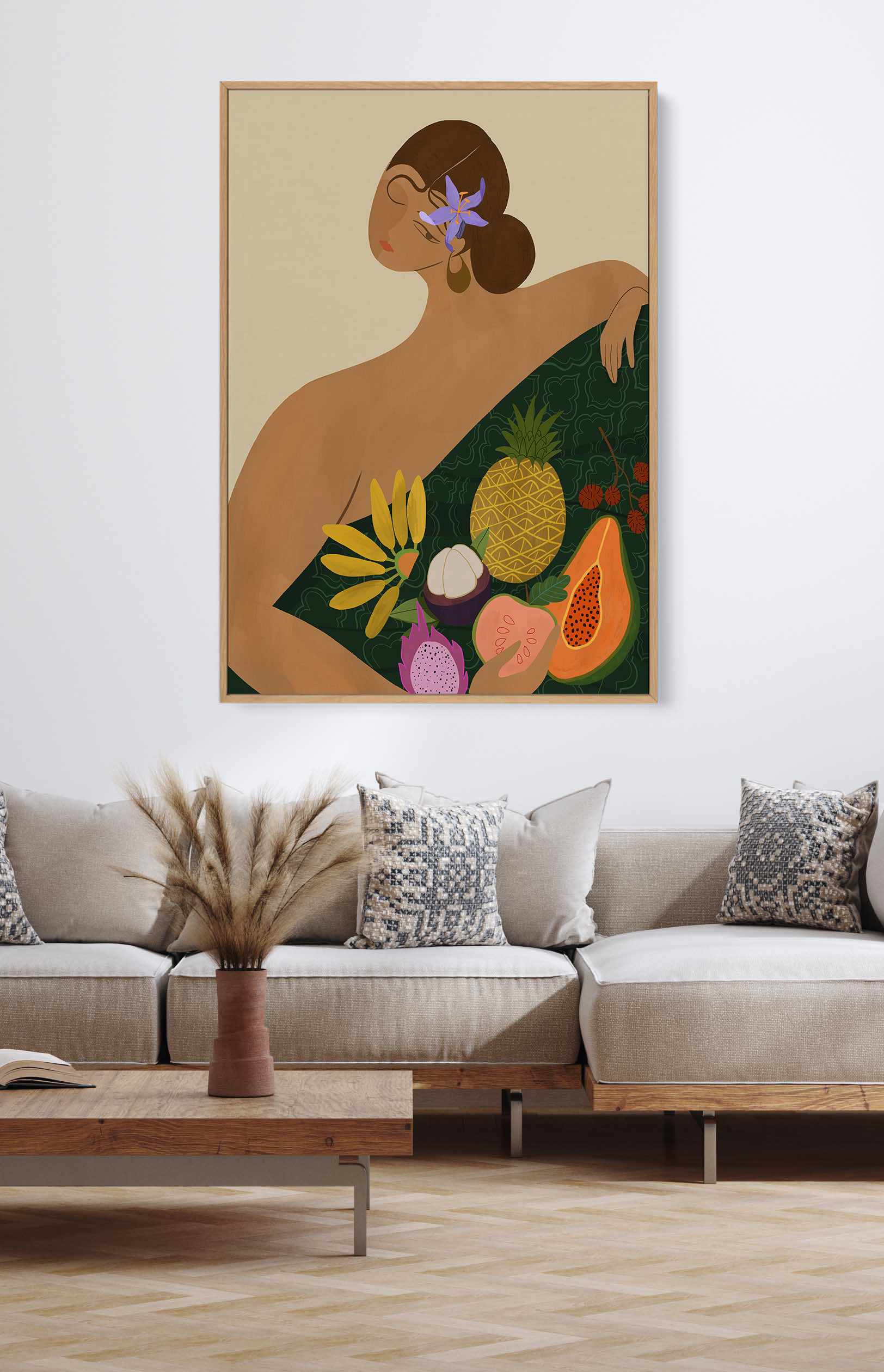 Fruit Seller by Arty Guava | Framed Canvas Art Print from Olive et Oriel where you can shop wallpaper and artworks online