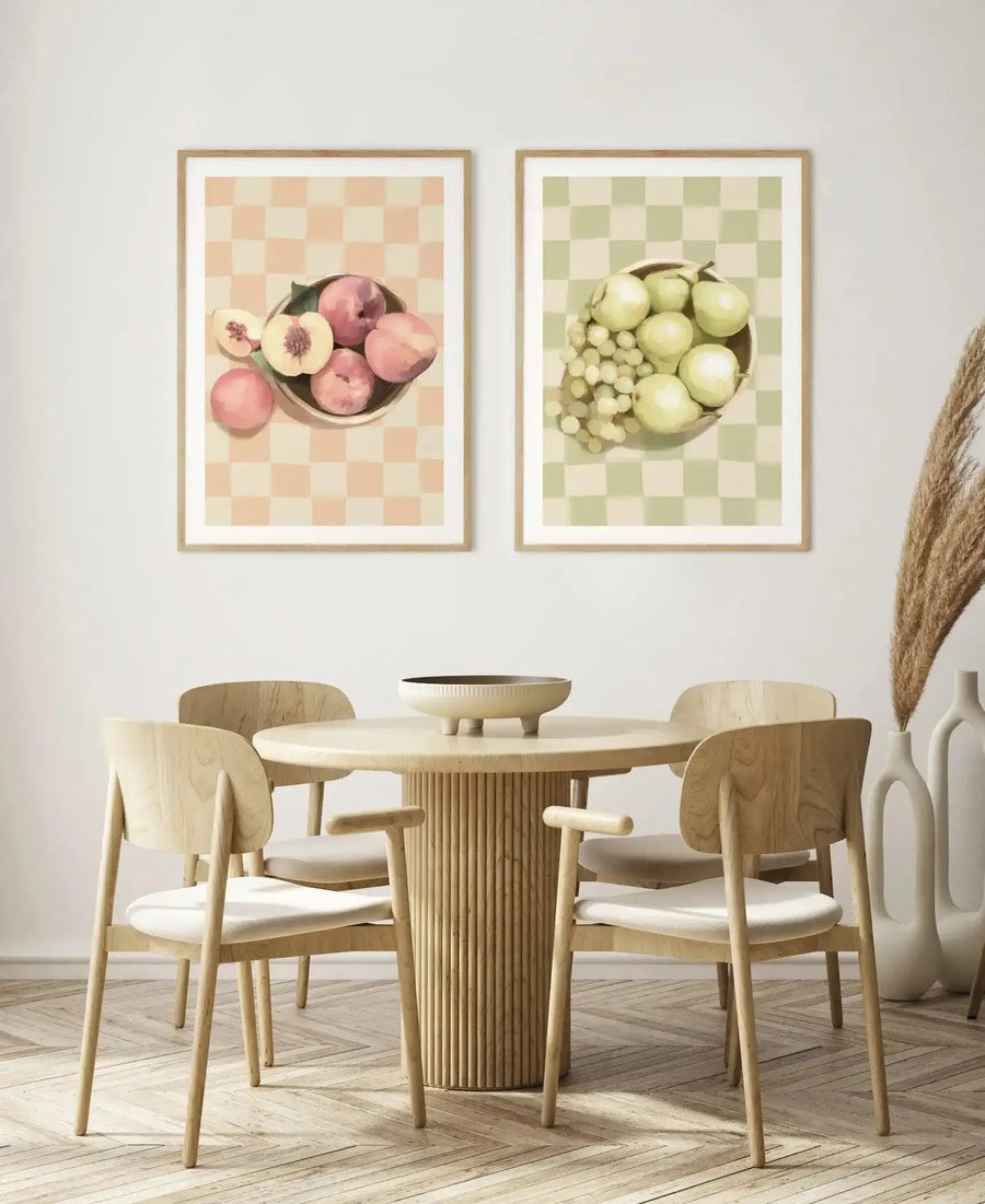 Fruit Bowl on Check | Art Print from Olive et Oriel where you can shop wallpaper and artworks online
