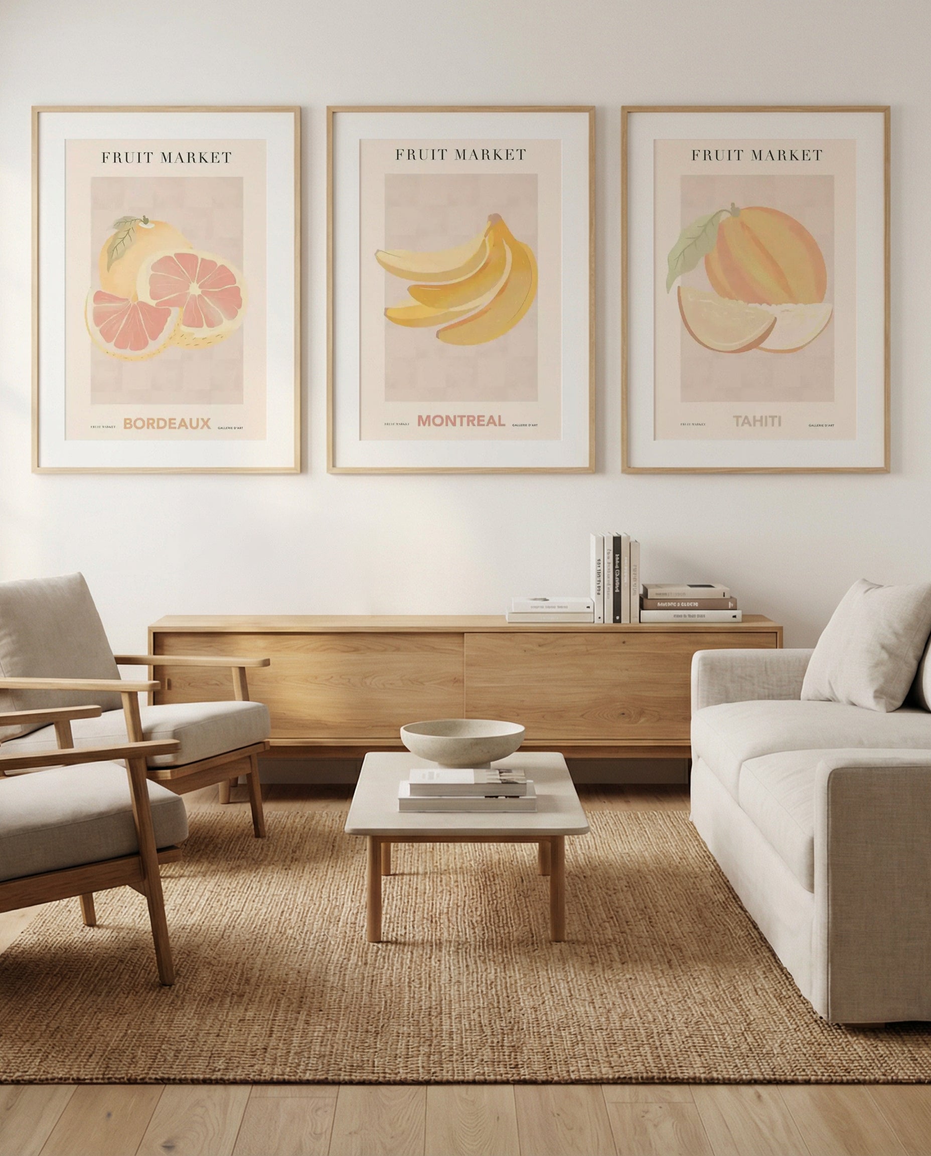 Fruit Market Bordeaux, Montreal & Tahiti | 3 Piece Wall Art Set