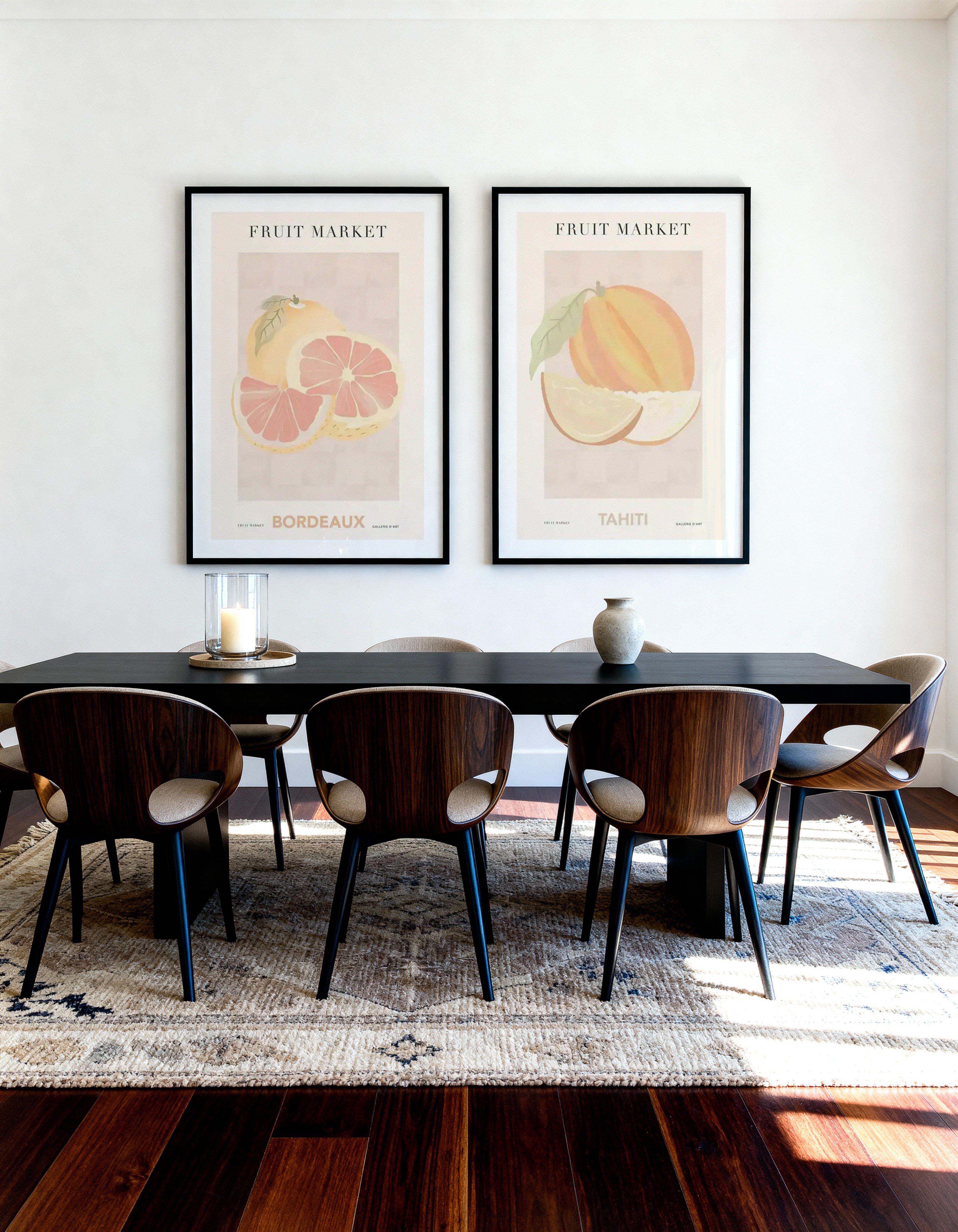 Fruit Market Bordeaux & Tahiti Art Print Set of 2 | Matching Wall Art