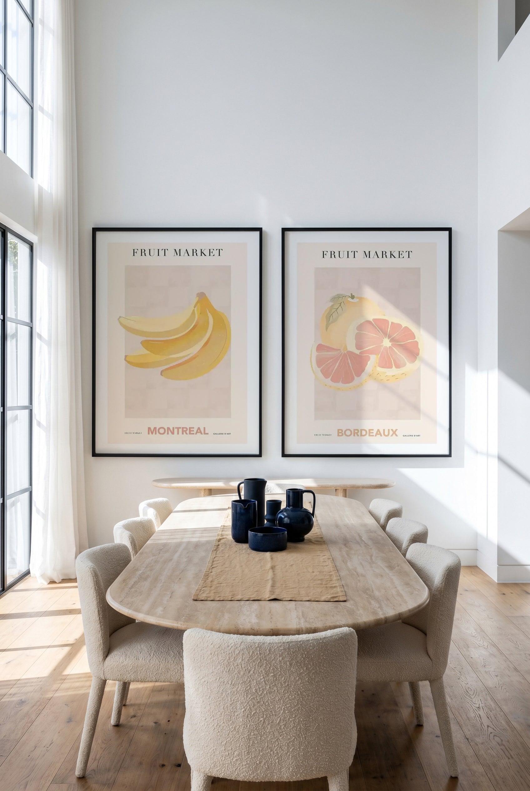 Fruit Market Montreal & Bordeaux Art Print Set of 2 | Matching Wall Art