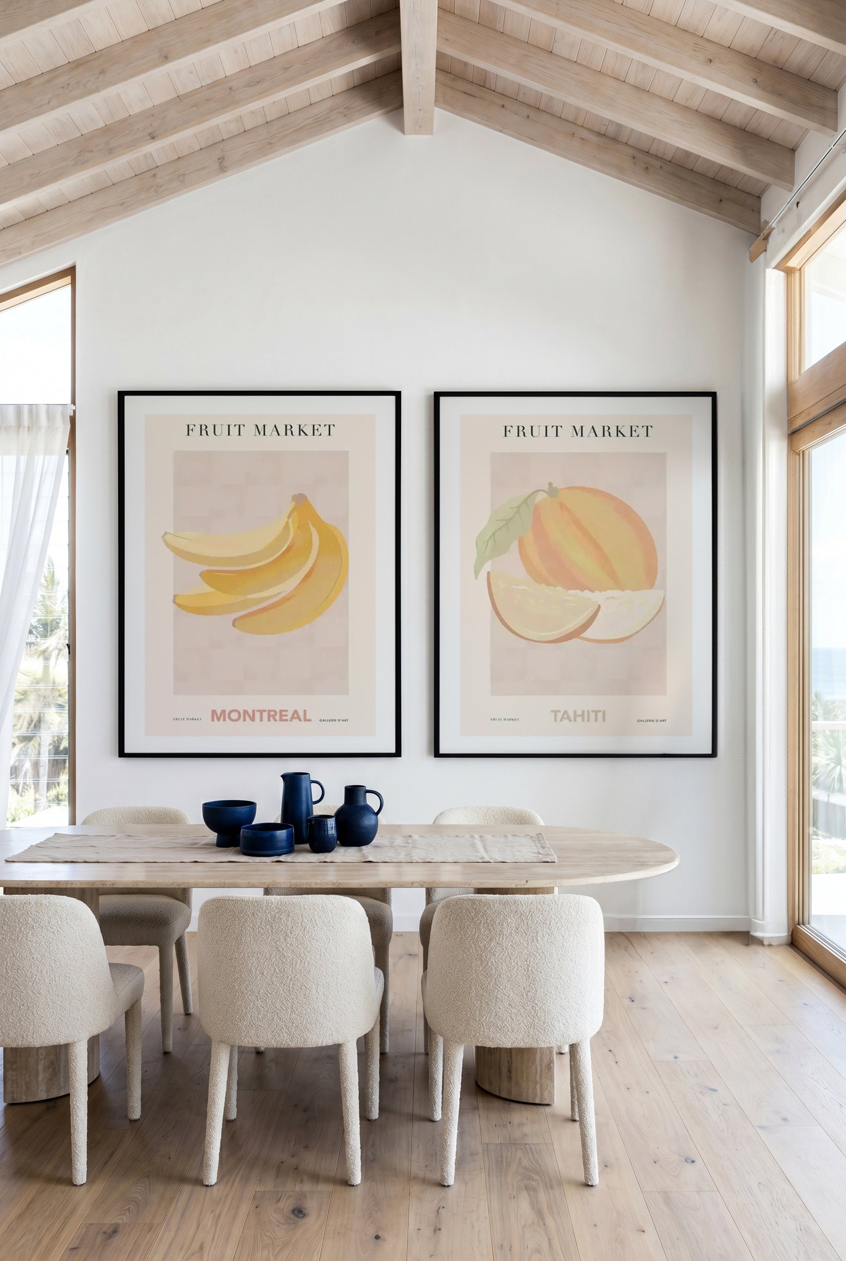 Fruit Market Montreal & Tahiti Art Print Set of 2 | Matching Wall Art