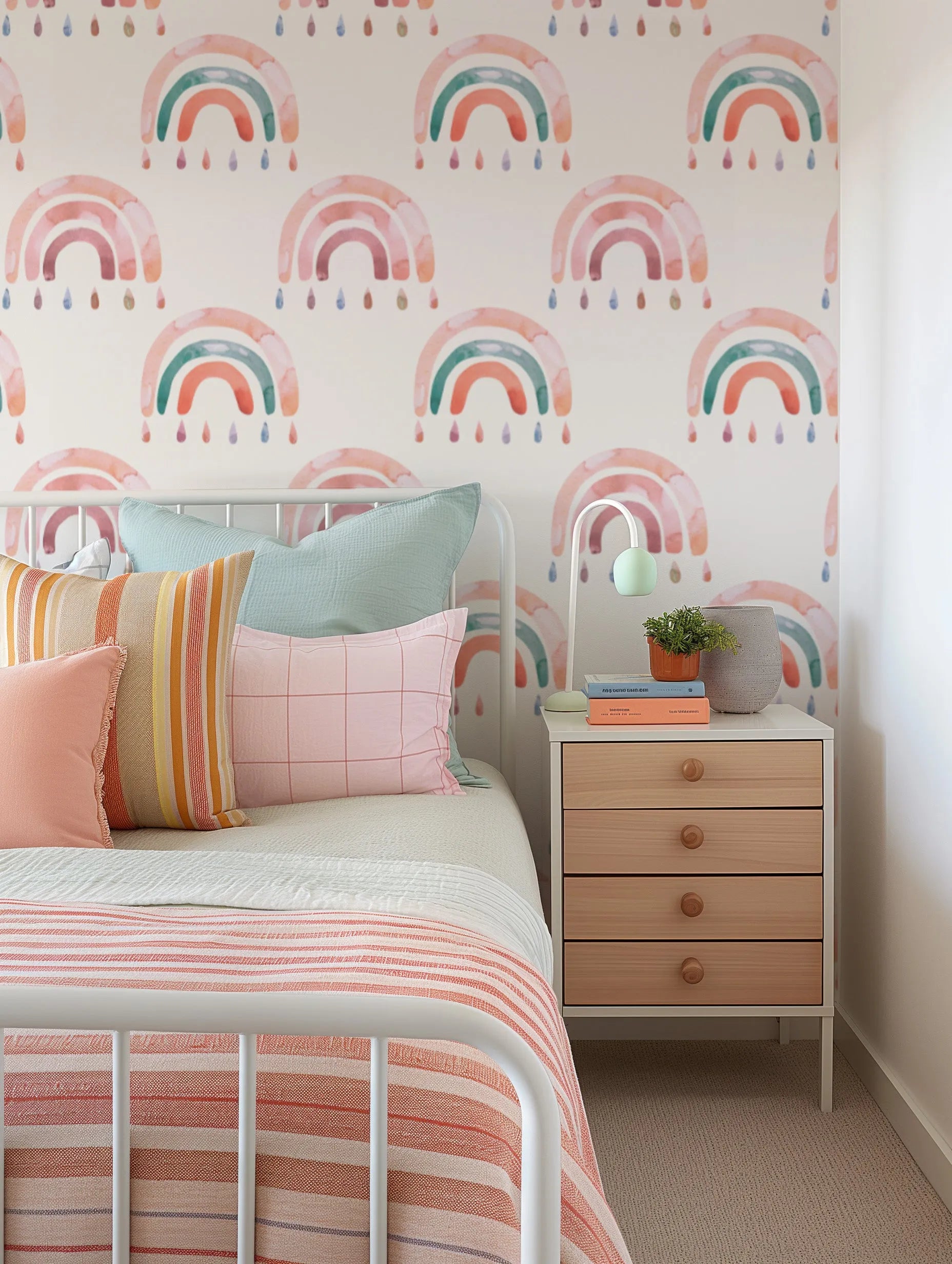 Fun Rainbows II Wallpaper from Olive et Oriel where you can shop wallpaper and artworks online