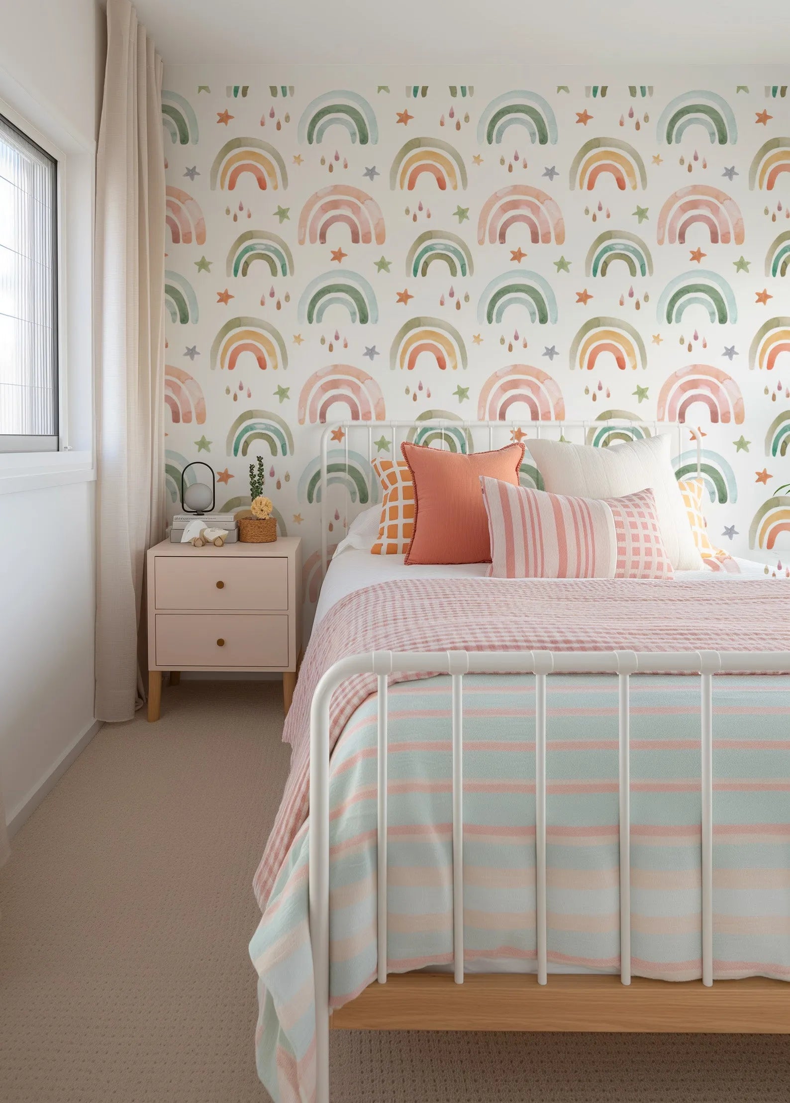 Fun Rainbows I Wallpaper from Olive et Oriel where you can shop wallpaper and artworks online