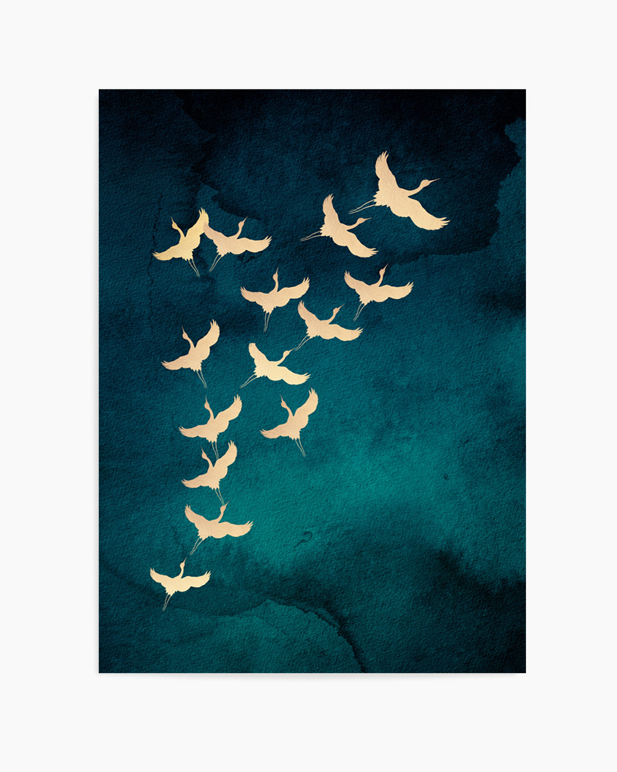Graceful Golden Cranes by Aureous | Art Print