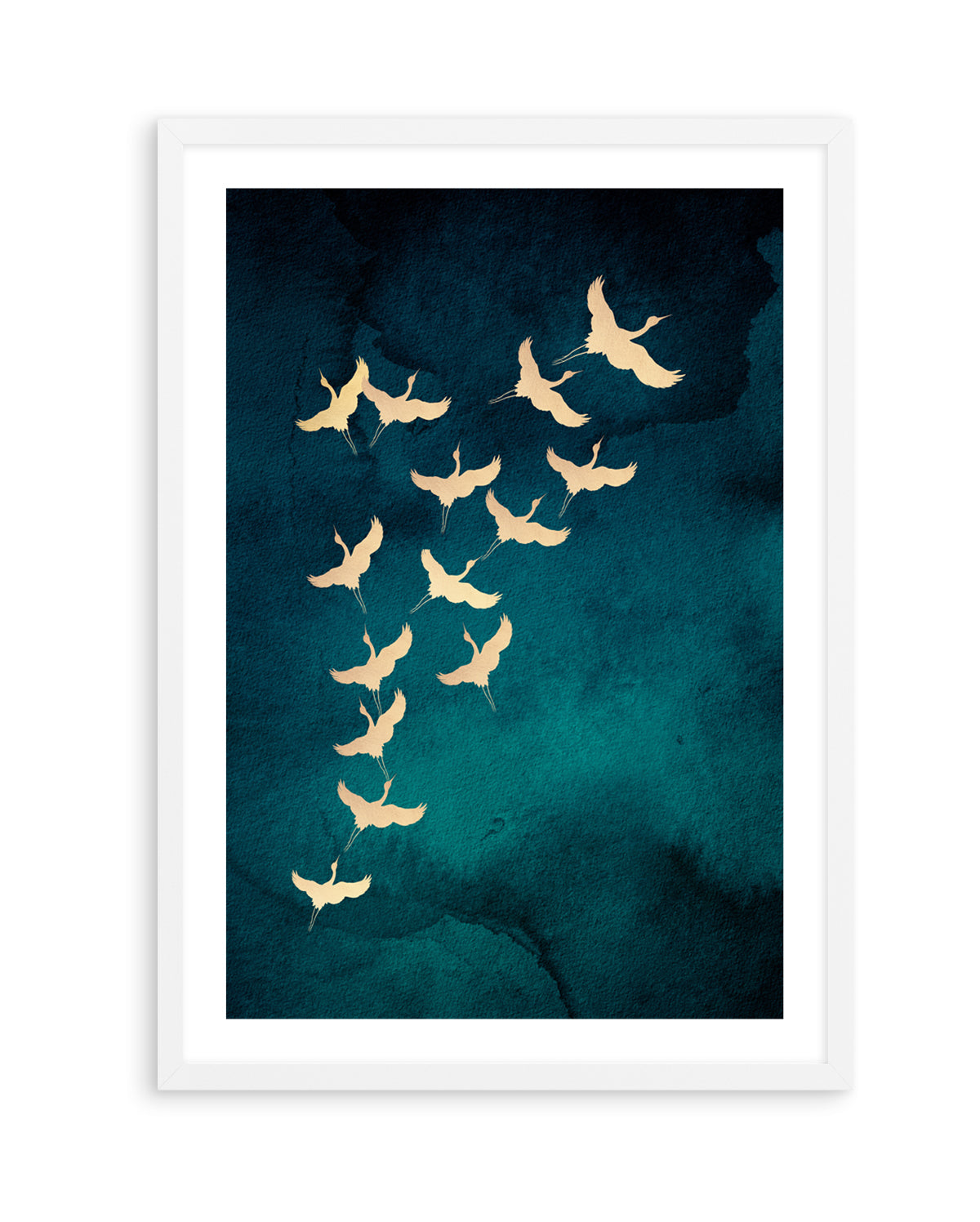 Graceful Golden Cranes by Aureous | Art Print
