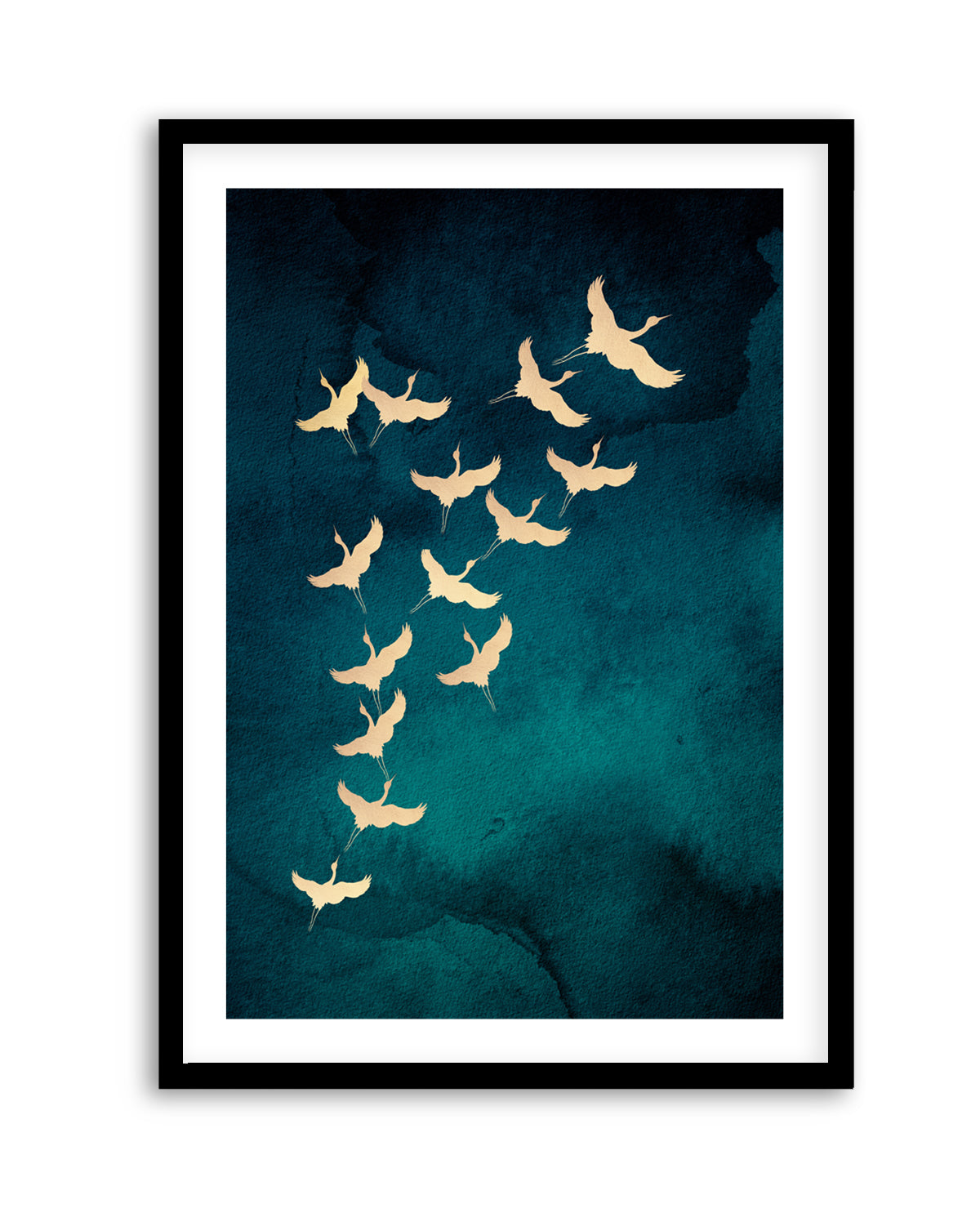 Graceful Golden Cranes by Aureous | Art Print