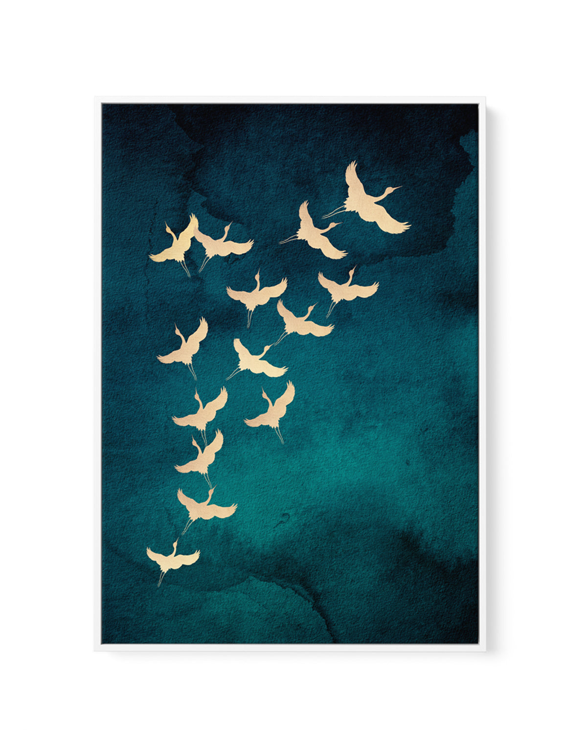 Graceful Golden Cranes by Aureous | Framed Canvas Art Print