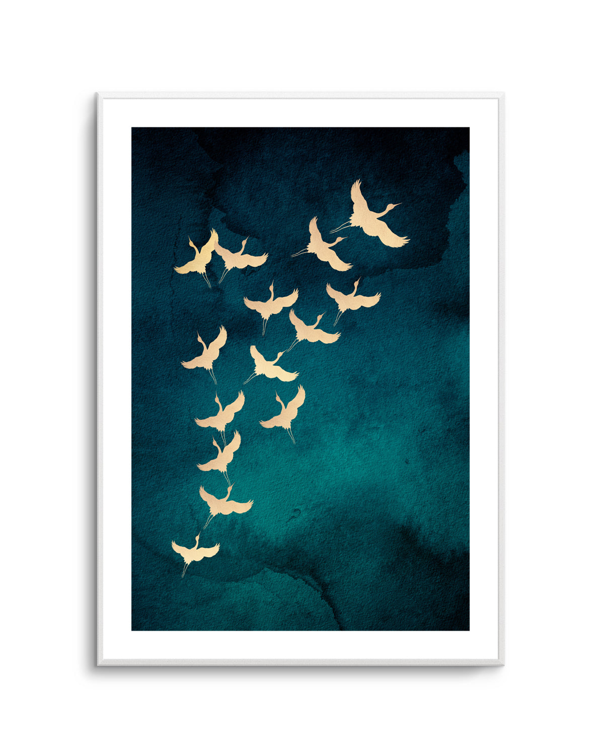 Graceful Golden Cranes by Aureous | Art Print
