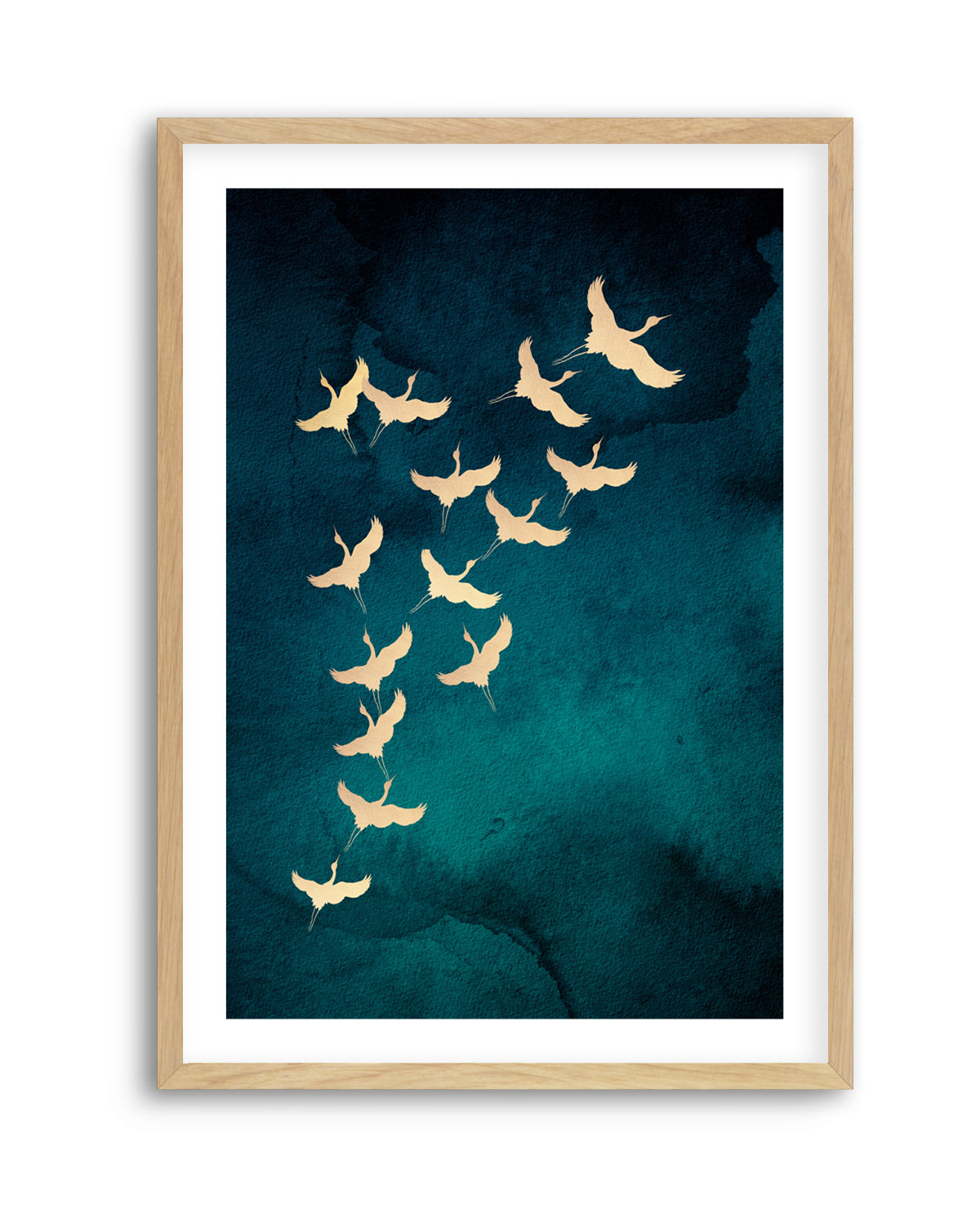 Graceful Golden Cranes by Aureous | Art Print