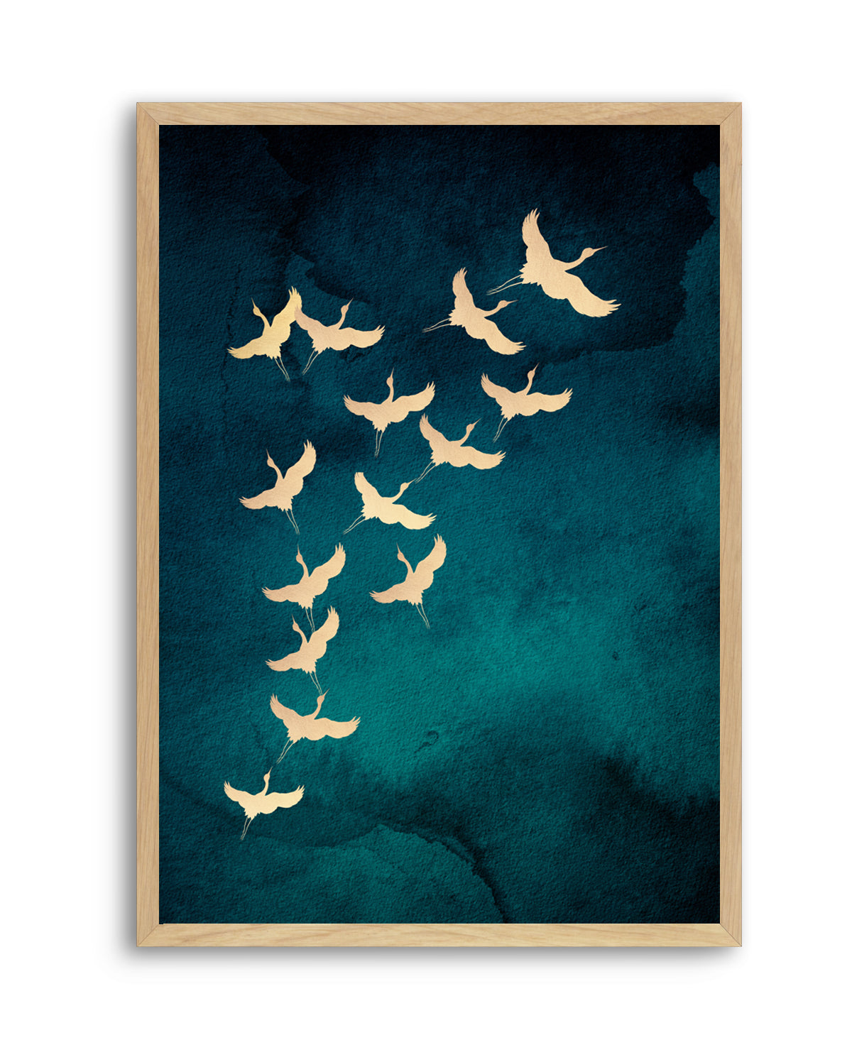 Graceful Golden Cranes by Aureous | Art Print