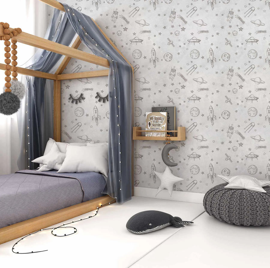 Galaxy Fun Wallpaper from Olive et Oriel where you can shop wallpaper and artworks online