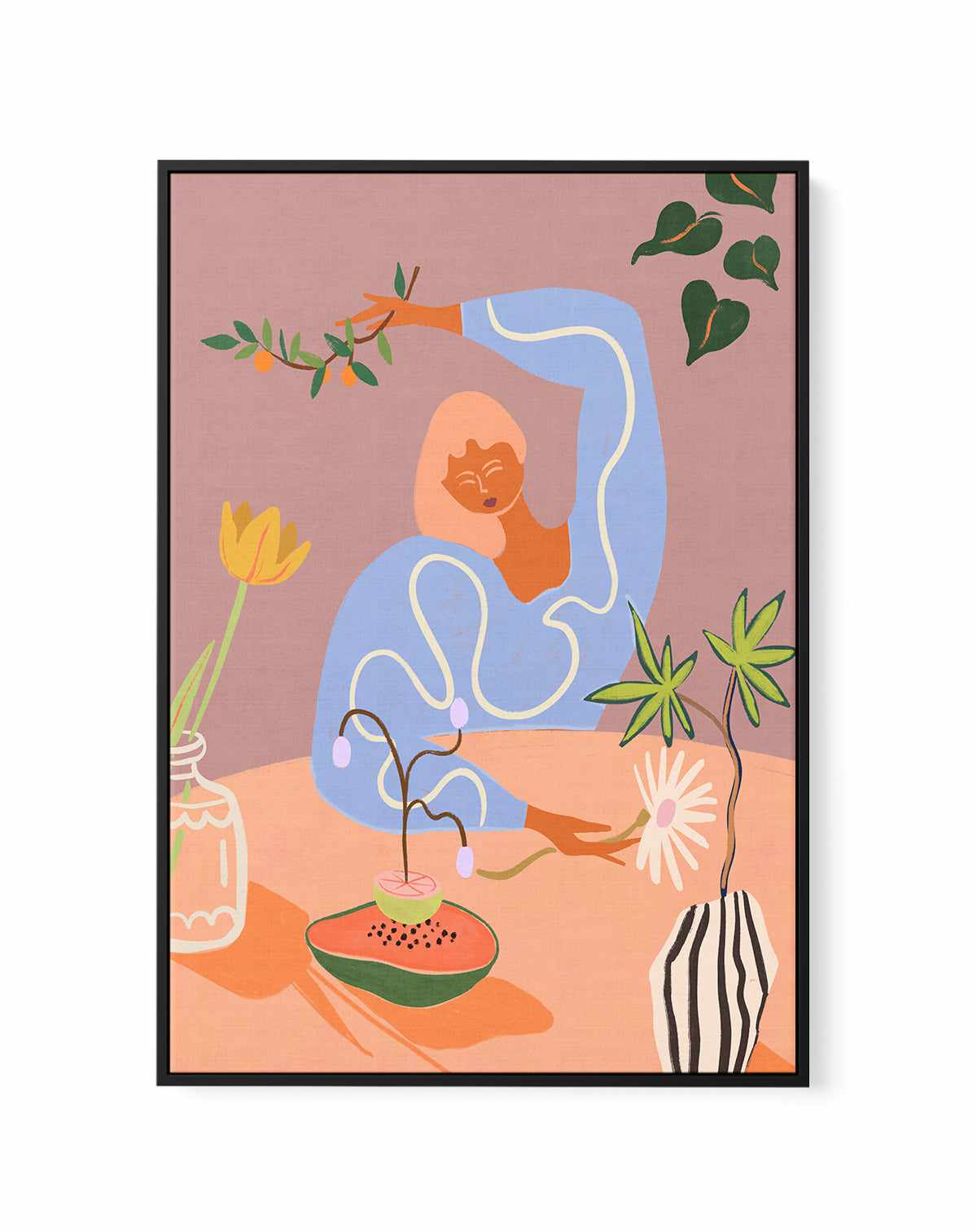 Gardening by Arty Guava | Framed Canvas Art Print