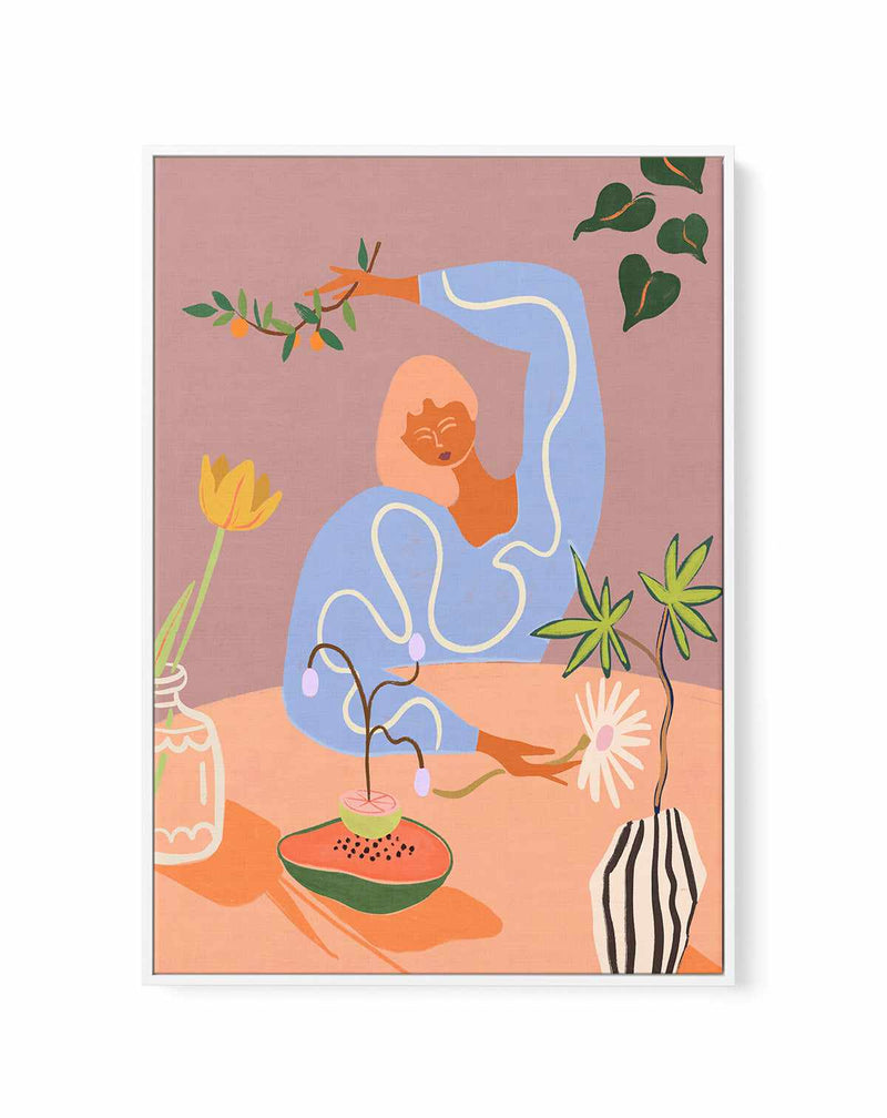 Gardening by Arty Guava | Framed Canvas Art Print