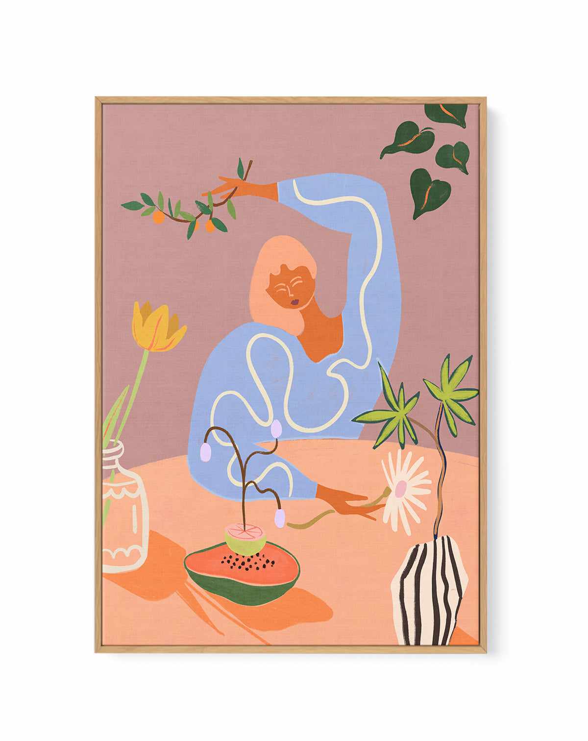 Gardening by Arty Guava | Framed Canvas Art Print