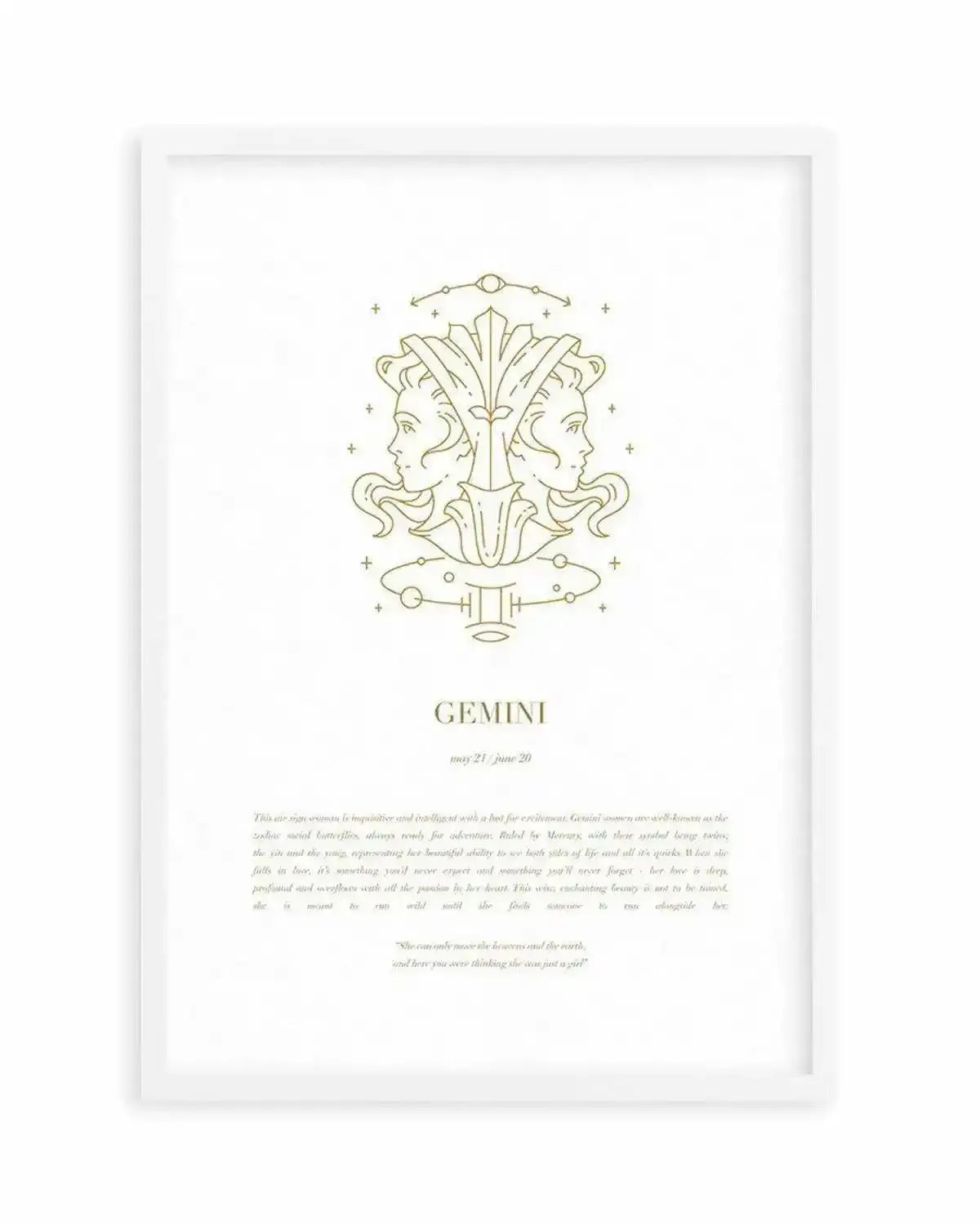 Gemini | Celestial Zodiac Art Print from Olive et Oriel where you can shop wallpaper and artworks online