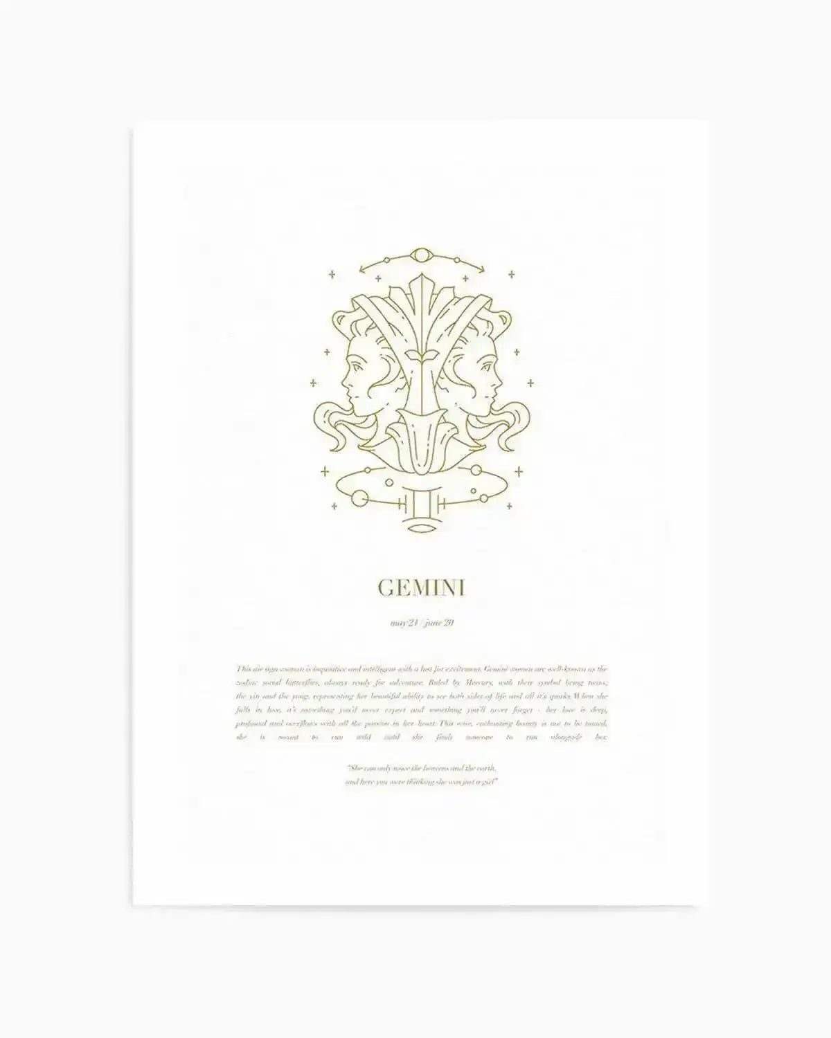 Gemini | Celestial Zodiac Art Print from Olive et Oriel where you can shop wallpaper and artworks online