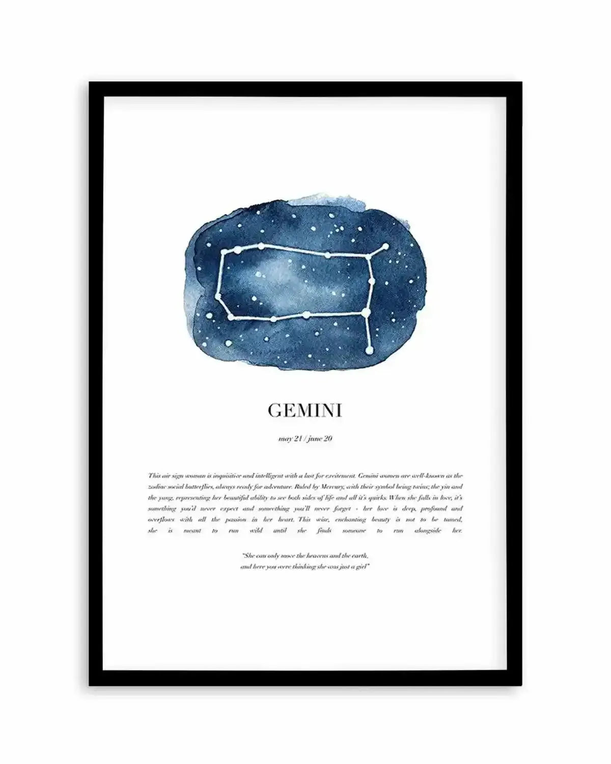 Gemini | Watercolour Zodiac Art Print from Olive et Oriel where you can shop wallpaper and artworks online