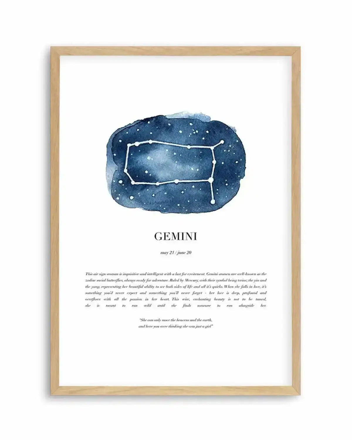 Gemini | Watercolour Zodiac Art Print from Olive et Oriel where you can shop wallpaper and artworks online