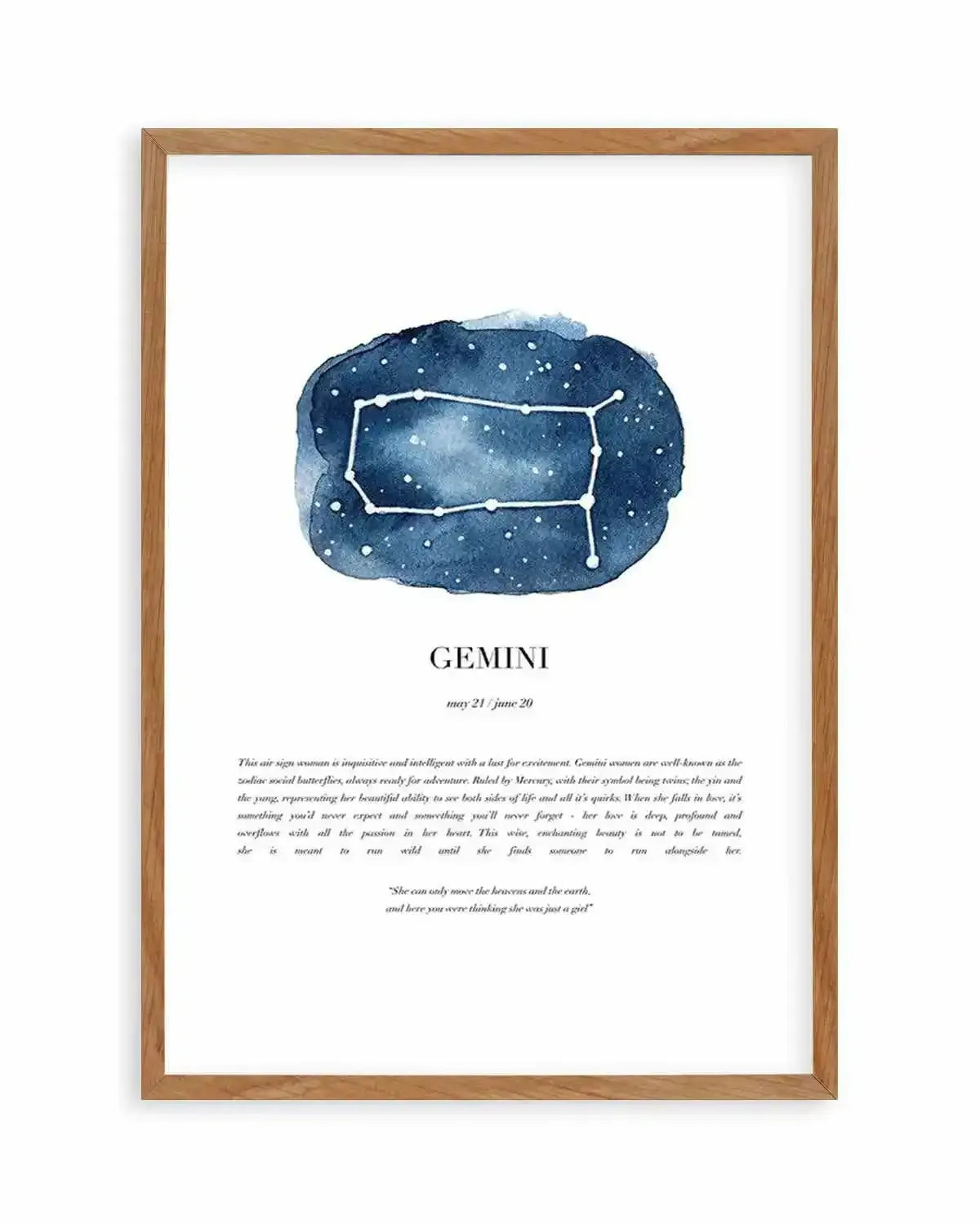 Gemini | Watercolour Zodiac Art Print from Olive et Oriel where you can shop wallpaper and artworks online