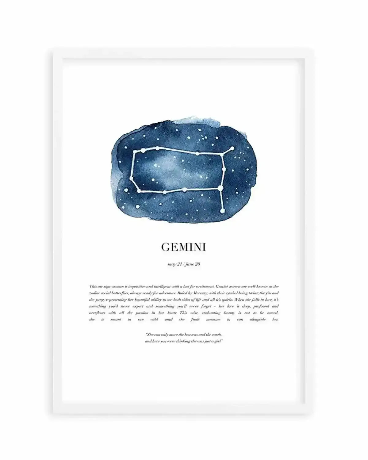 Gemini | Watercolour Zodiac Art Print from Olive et Oriel where you can shop wallpaper and artworks online