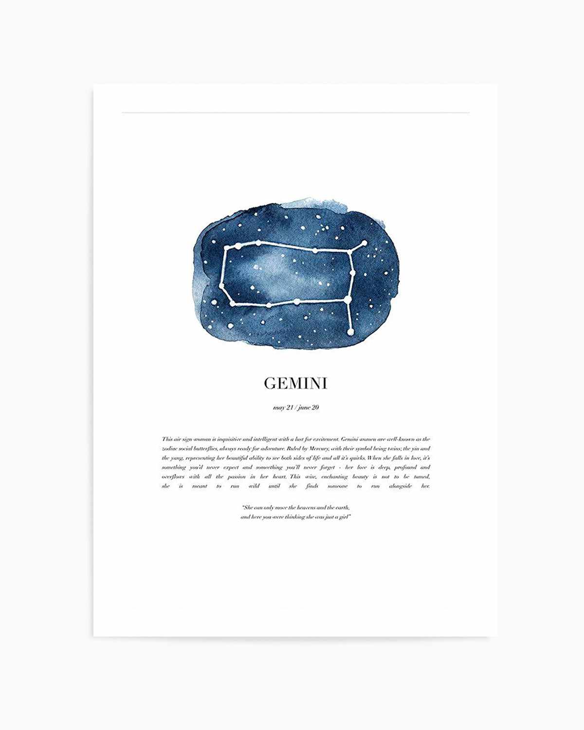 Gemini | Watercolour Zodiac Art Print