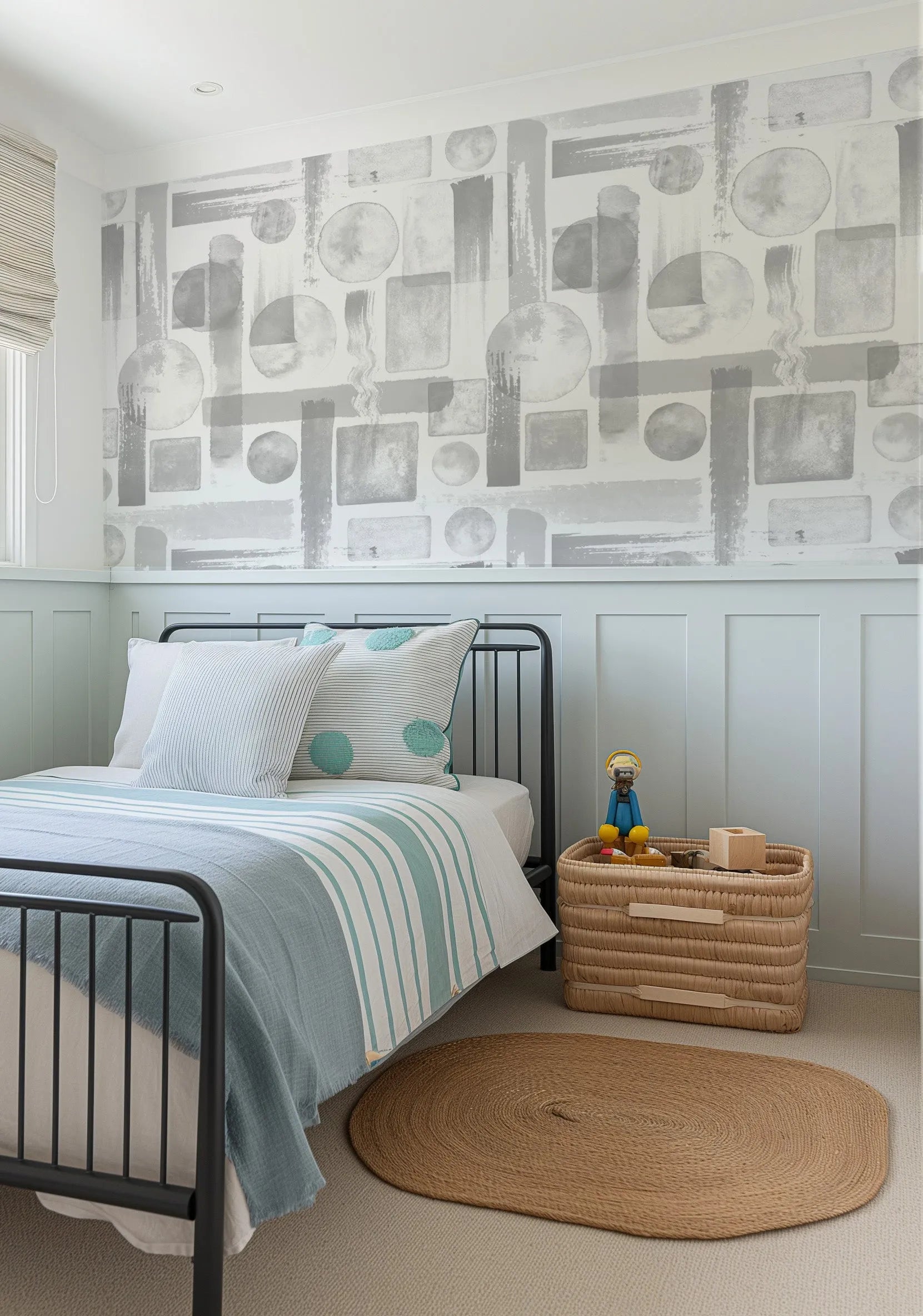 Geo Maze in Grey Wallpaper from Olive et Oriel where you can shop wallpaper and artworks online