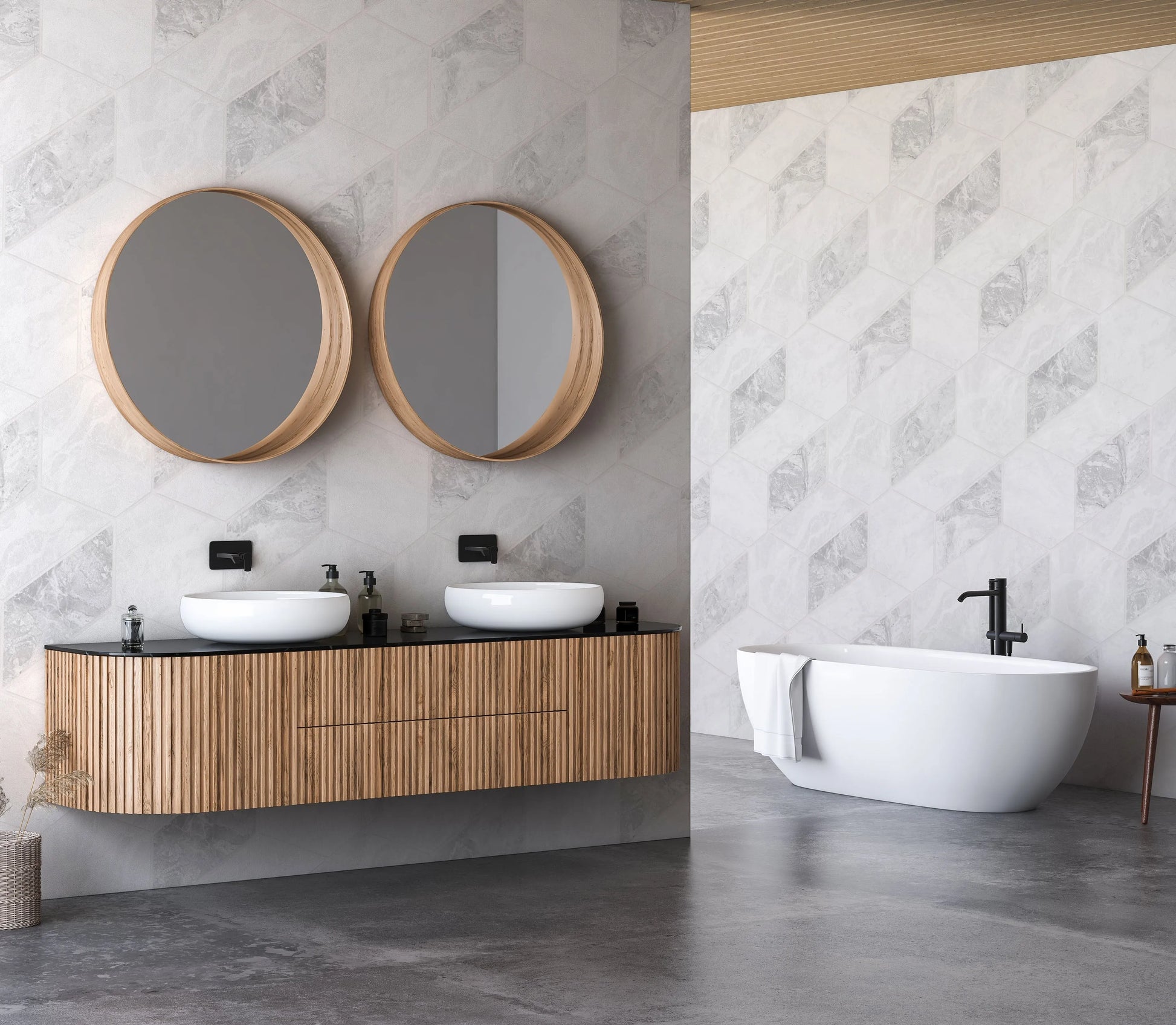 Geometric Marble Steps Wallpaper from Olive et Oriel where you can shop wallpaper and artworks online