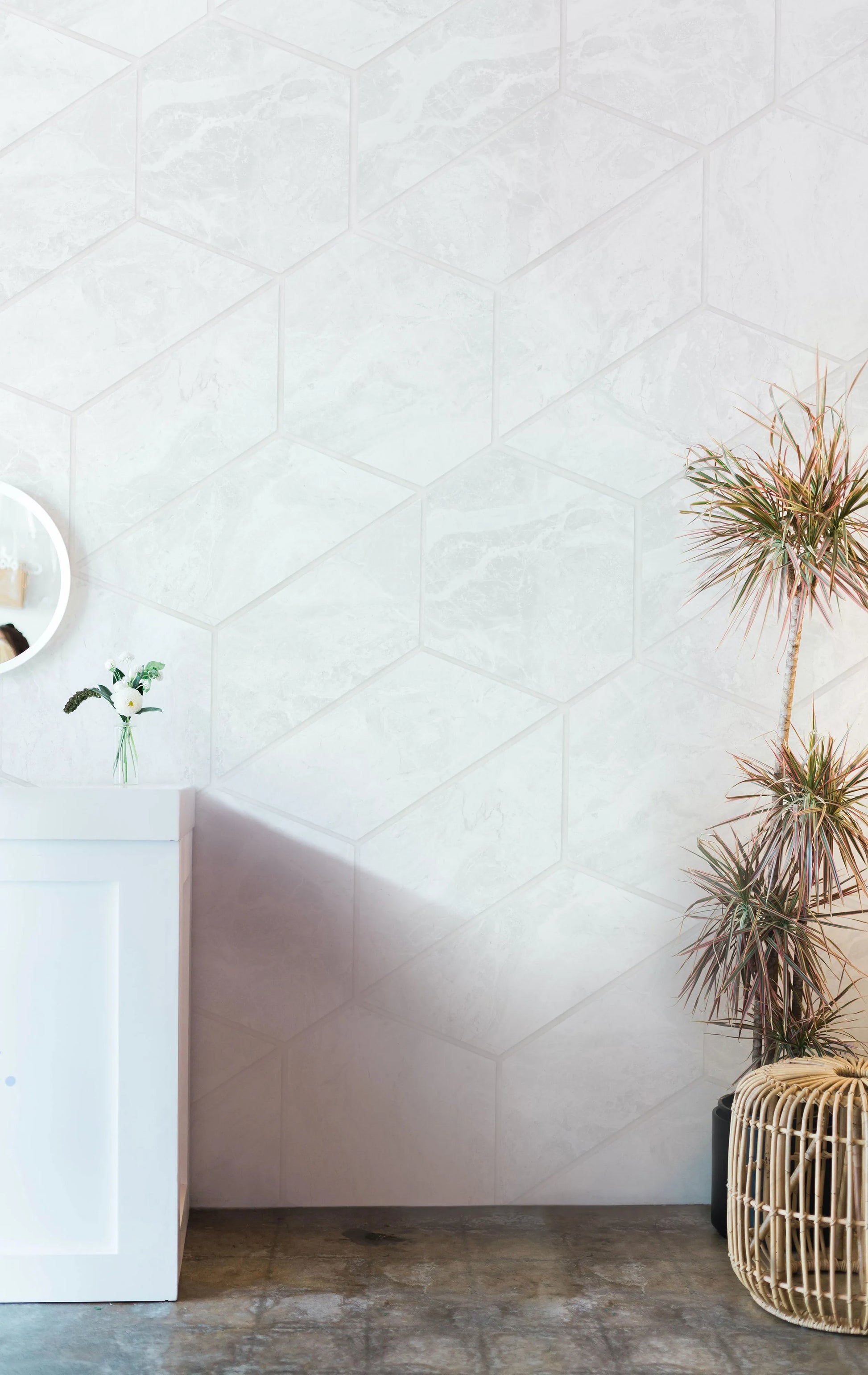 Geometric Marble Tiles Wallpaper from Olive et Oriel where you can shop wallpaper and artworks online
