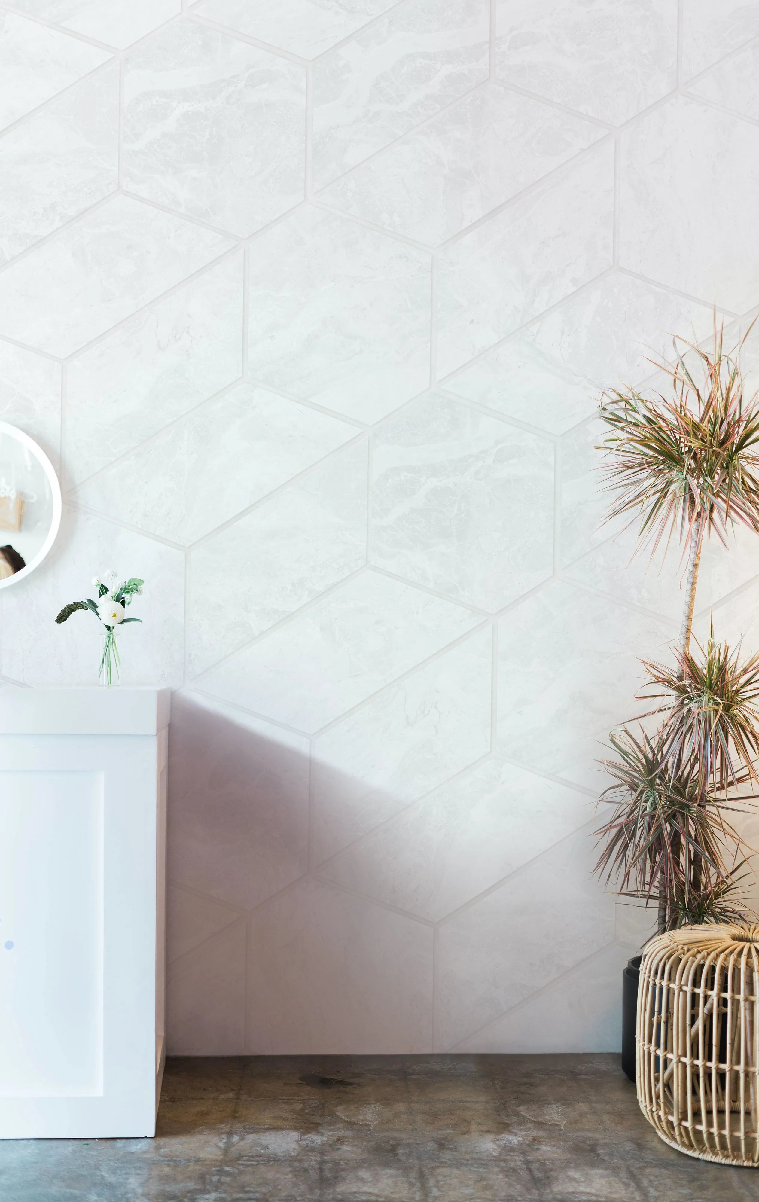 Geometric Marble Tiles Wallpaper from Olive et Oriel where you can shop wallpaper and artworks online