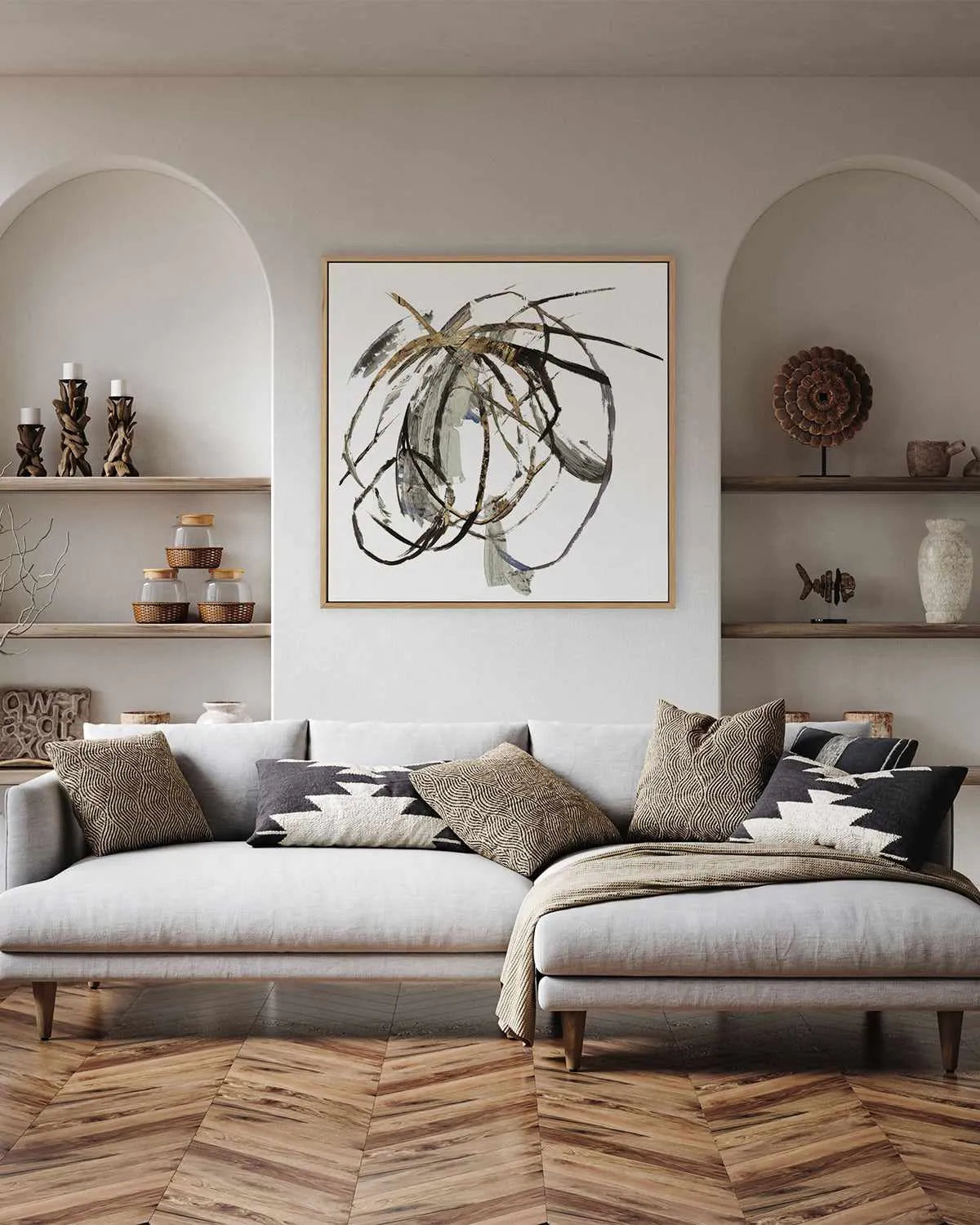 Gestural Gold II | Framed Canvas Art Print from Olive et Oriel where you can shop wallpaper and artworks online