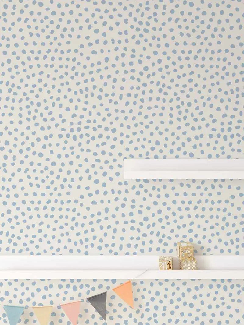 Gigi's Dots Wallpaper in Barely Blue-Wallpaper-Buy Kids Removable Wallpaper Online Our Custom Made Children‚àö¬¢‚Äö√á¬®‚Äö√ë¬¢s Wallpapers Are A Fun Way To Decorate And Enhance Boys Bedroom Decor And Girls Bedrooms They Are An Amazing Addition To Your Kids Bedroom Walls Our Collection of Kids Wallpaper Is Sure To Transform Your Kids Rooms Interior Style From Pink Wallpaper To Dinosaur Wallpaper Even Marble Wallpapers For Teen Boys Shop Peel And Stick Wallpaper Online Today With Olive et Oriel