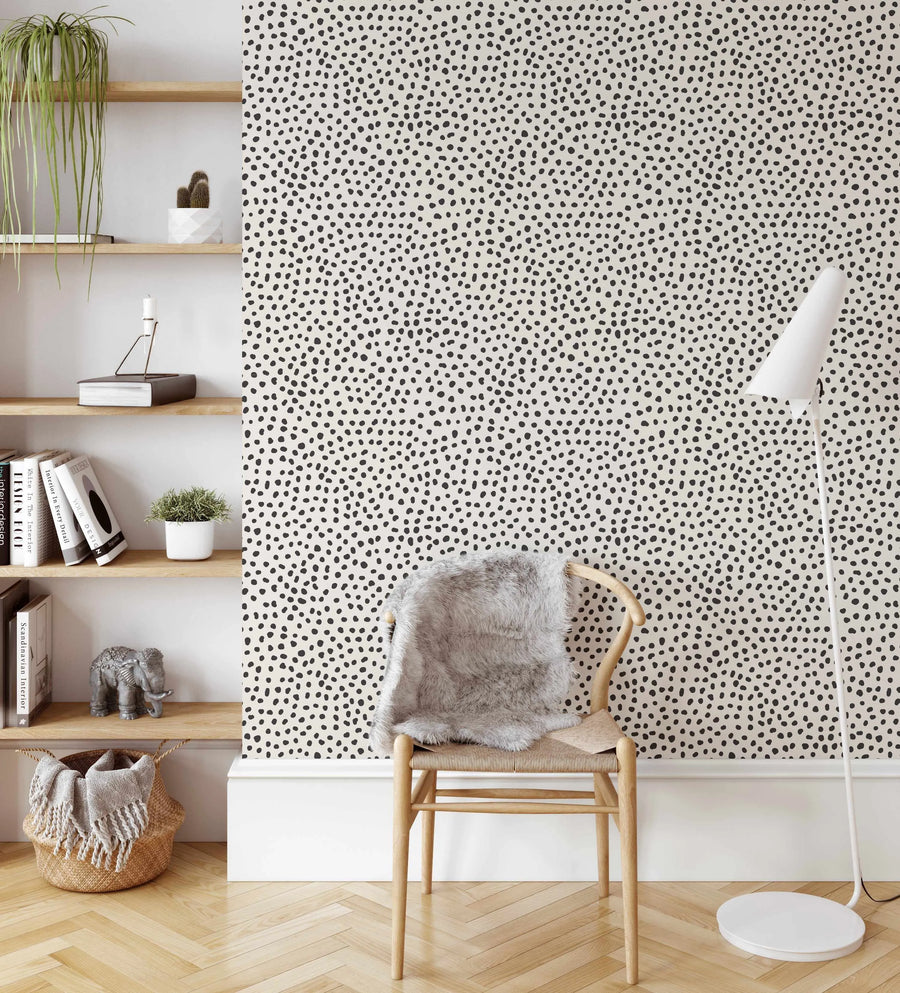 Gigi's Dots Wallpaper in Black & Sand-Wallpaper-Buy Kids Removable Wallpaper Online Our Custom Made Children‚àö¬¢‚Äö√á¬®‚Äö√ë¬¢s Wallpapers Are A Fun Way To Decorate And Enhance Boys Bedroom Decor And Girls Bedrooms They Are An Amazing Addition To Your Kids Bedroom Walls Our Collection of Kids Wallpaper Is Sure To Transform Your Kids Rooms Interior Style From Pink Wallpaper To Dinosaur Wallpaper Even Marble Wallpapers For Teen Boys Shop Peel And Stick Wallpaper Online Today With Olive et Oriel