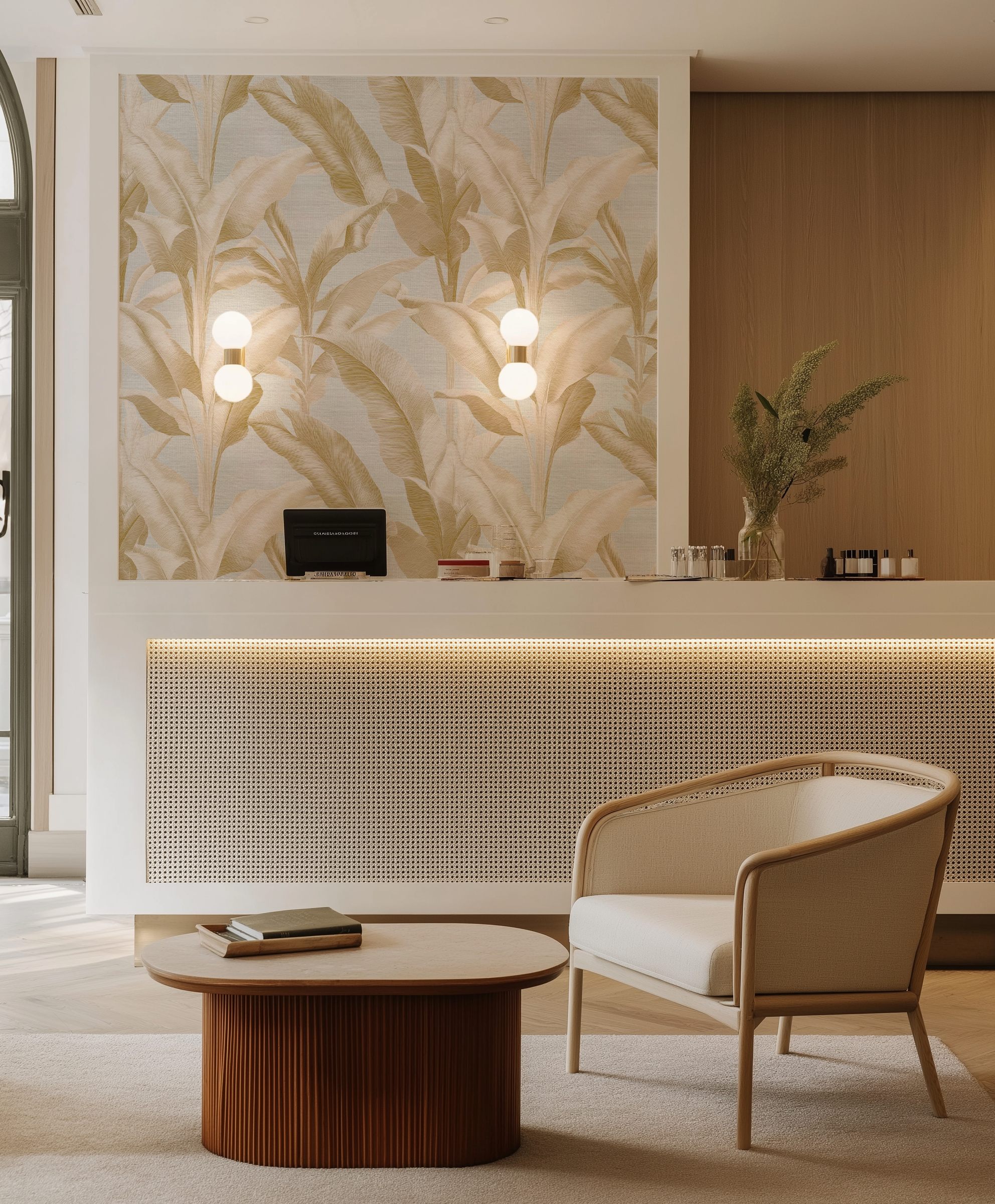 Gilded Palm Commercial Vinyl Wallpaper from Olive et Oriel where you can shop wallpaper and artworks online