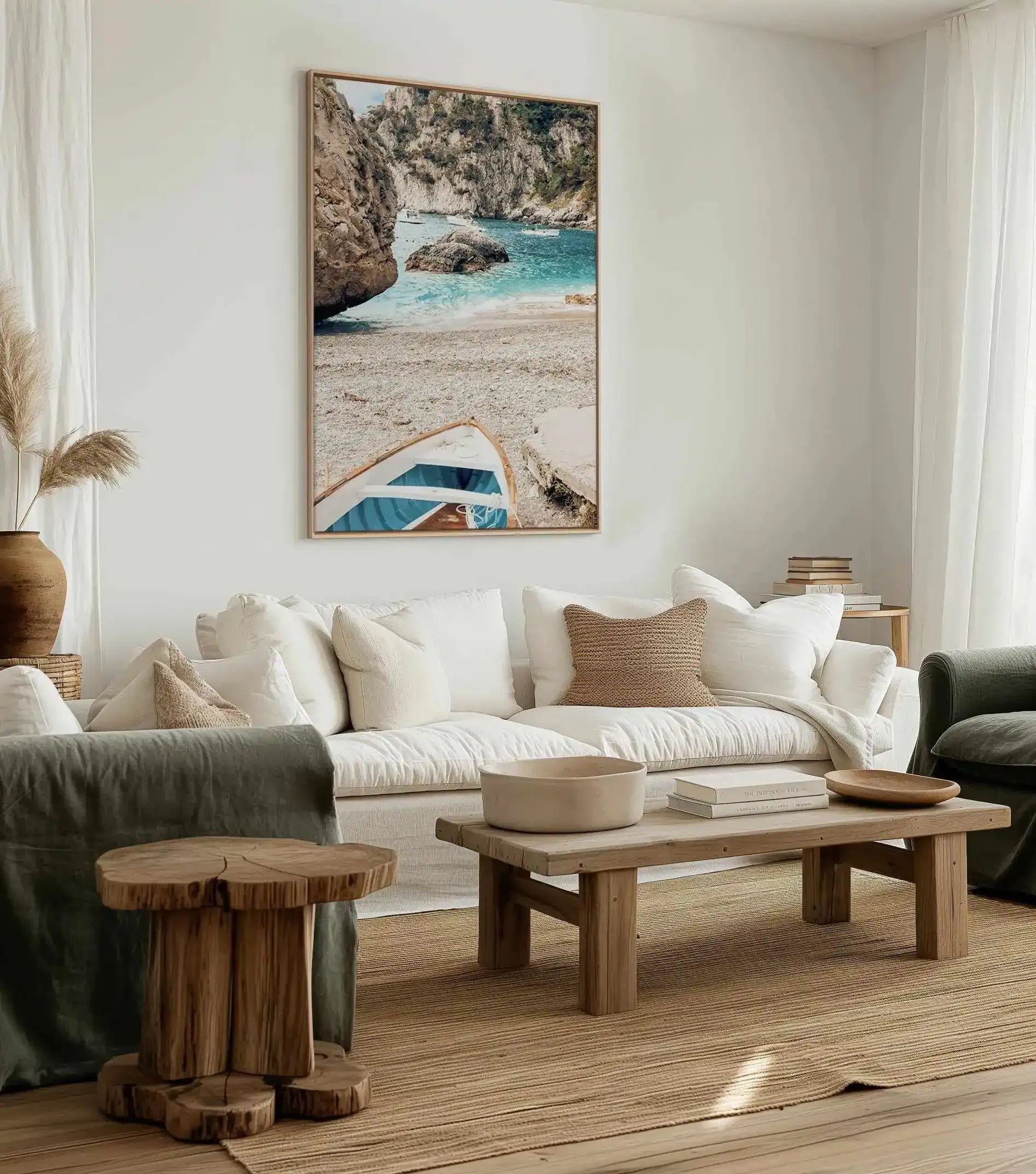 Gioia Boats | Capri | Framed Canvas Art Print from Olive et Oriel where you can shop wallpaper and artworks online