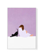 Girl and Cat by Bea Muller | Framed Canvas Art Print