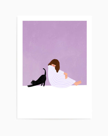 Girl and Cat by Bea Muller | Art Print from Olive et Oriel where you can shop wallpaper and artworks online