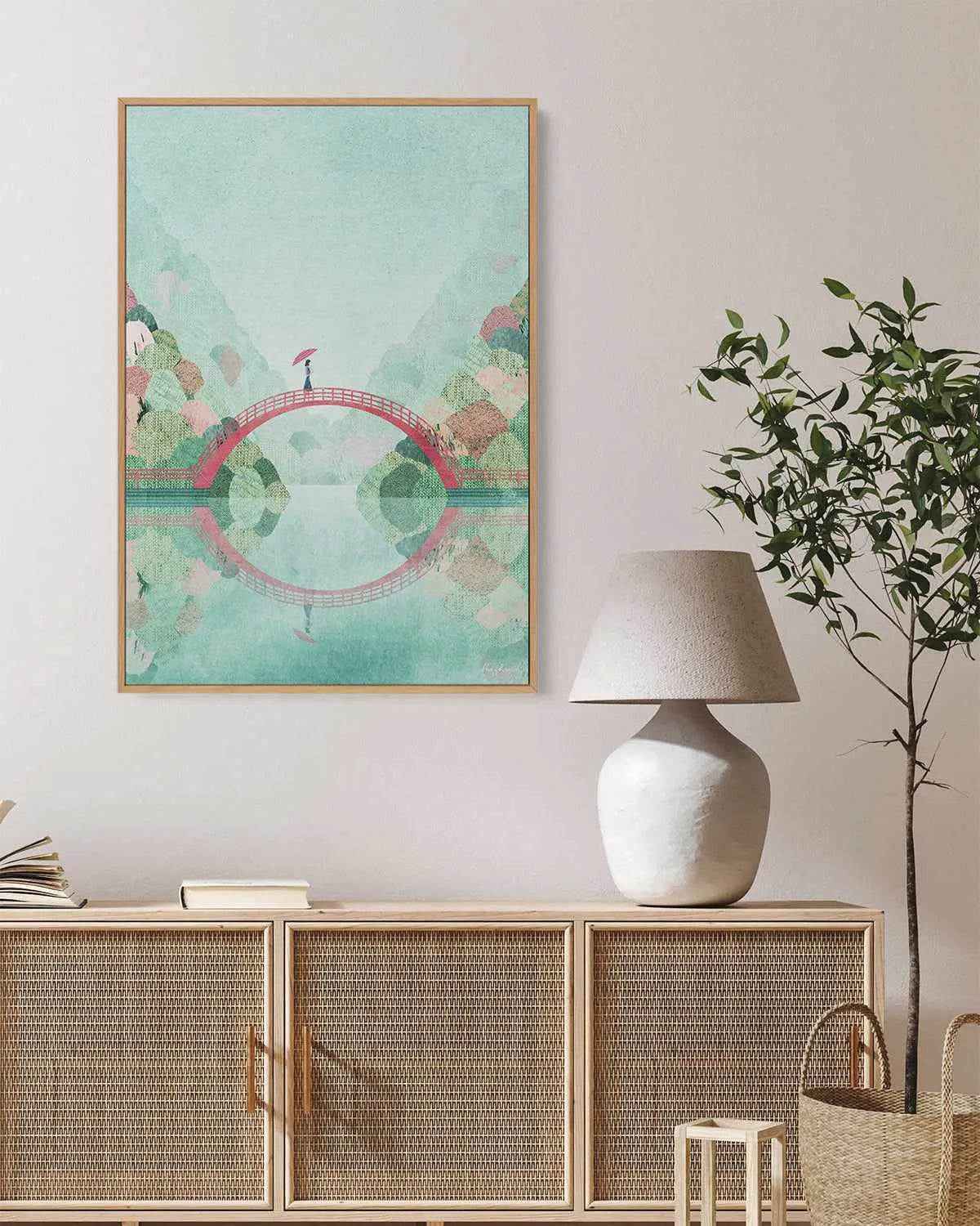 Girl on a Bridge, Japan by Henry Rivers | Framed Canvas Art Print from Olive et Oriel where you can shop wallpaper and artworks online