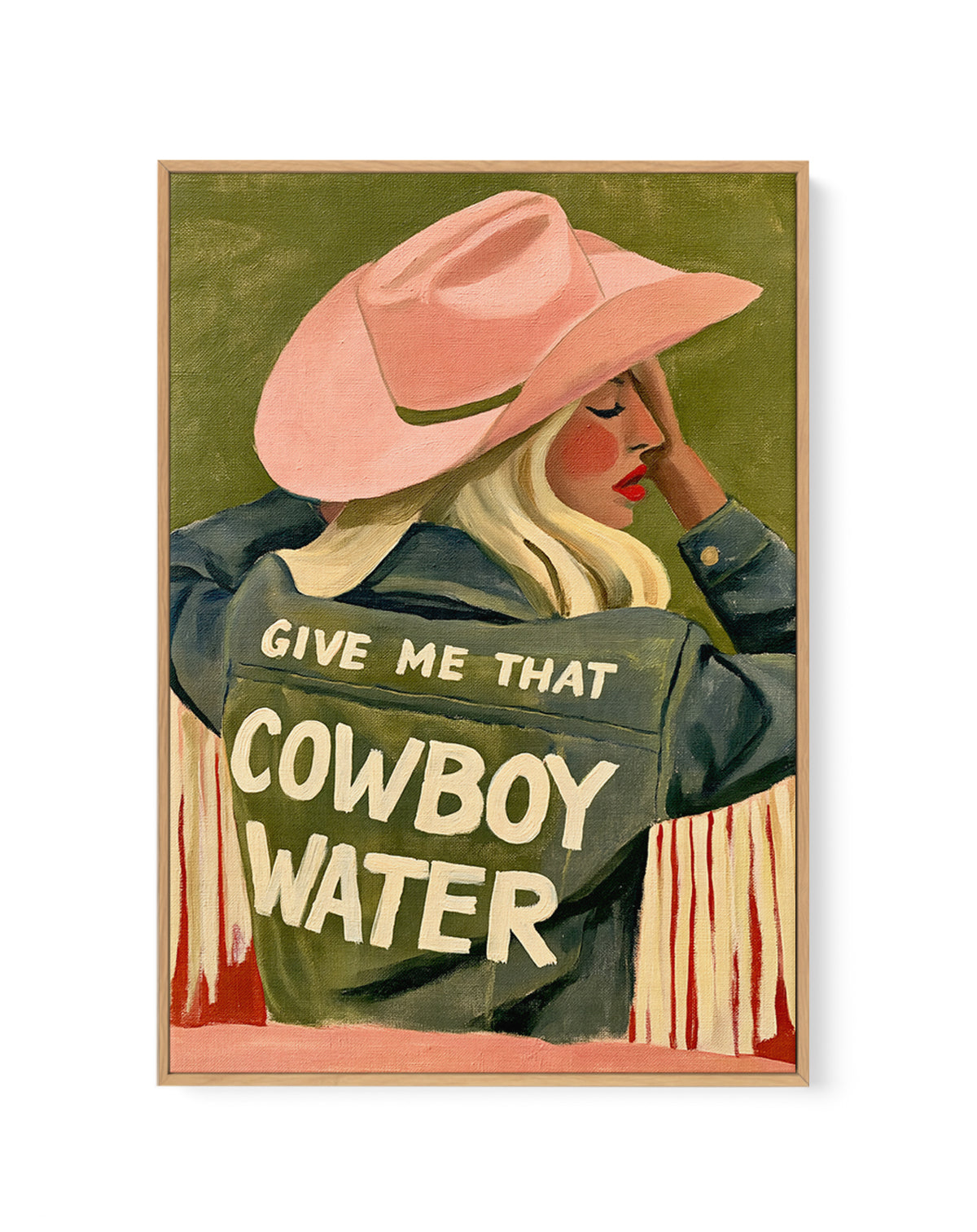 Give Me That Cowboy Water | Framed Canvas Art Print