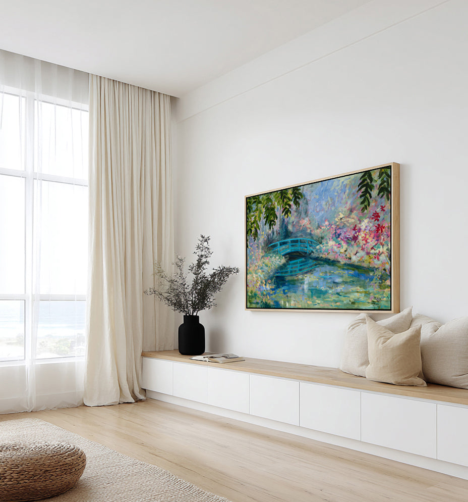 Giverny Garden Bridge by Meredith Howse | Framed Canvas Art Print