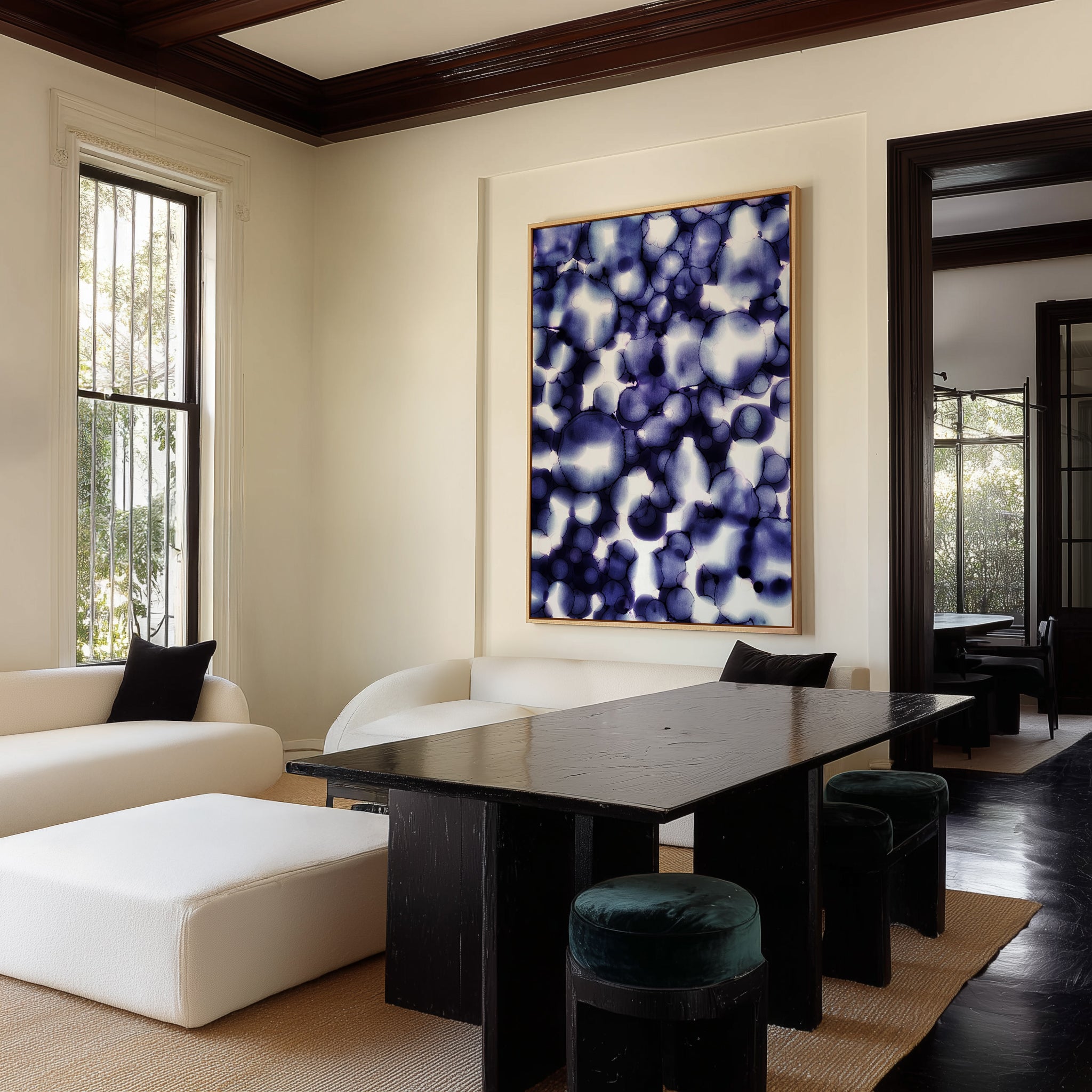 Glowing Blue Fluid by Tara Mann | Framed Canvas Art Print