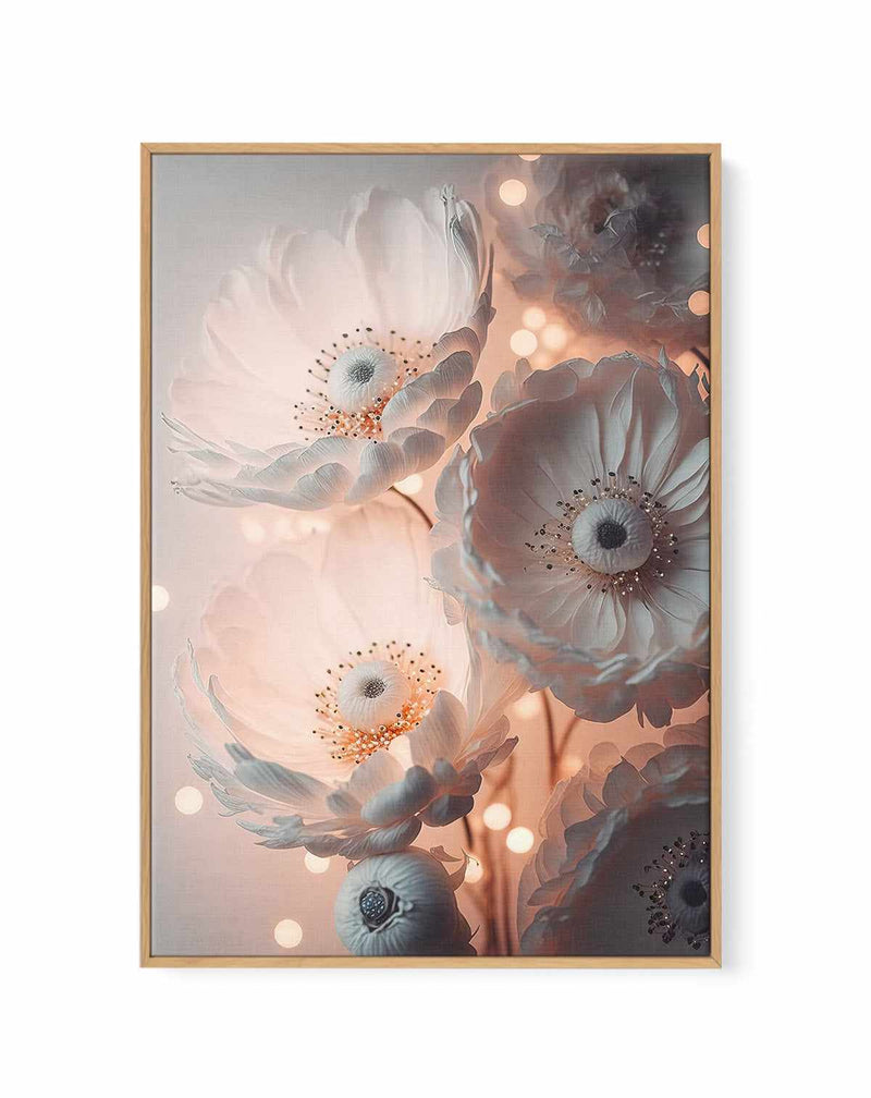 Glowing pastel pink flowers By Treechild | Framed Canvas Art Print